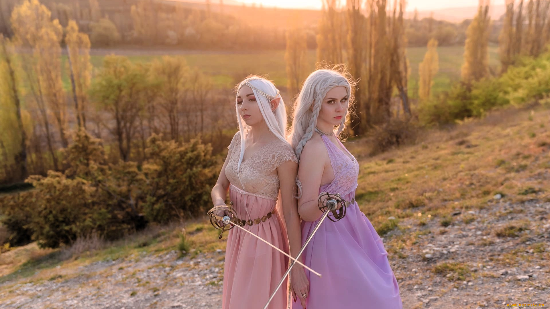 девушки, ольга, кожевникова, , lady, bell, образы, костюм, наряды, костюмы, ушки, оружие, подруги, лес, осень