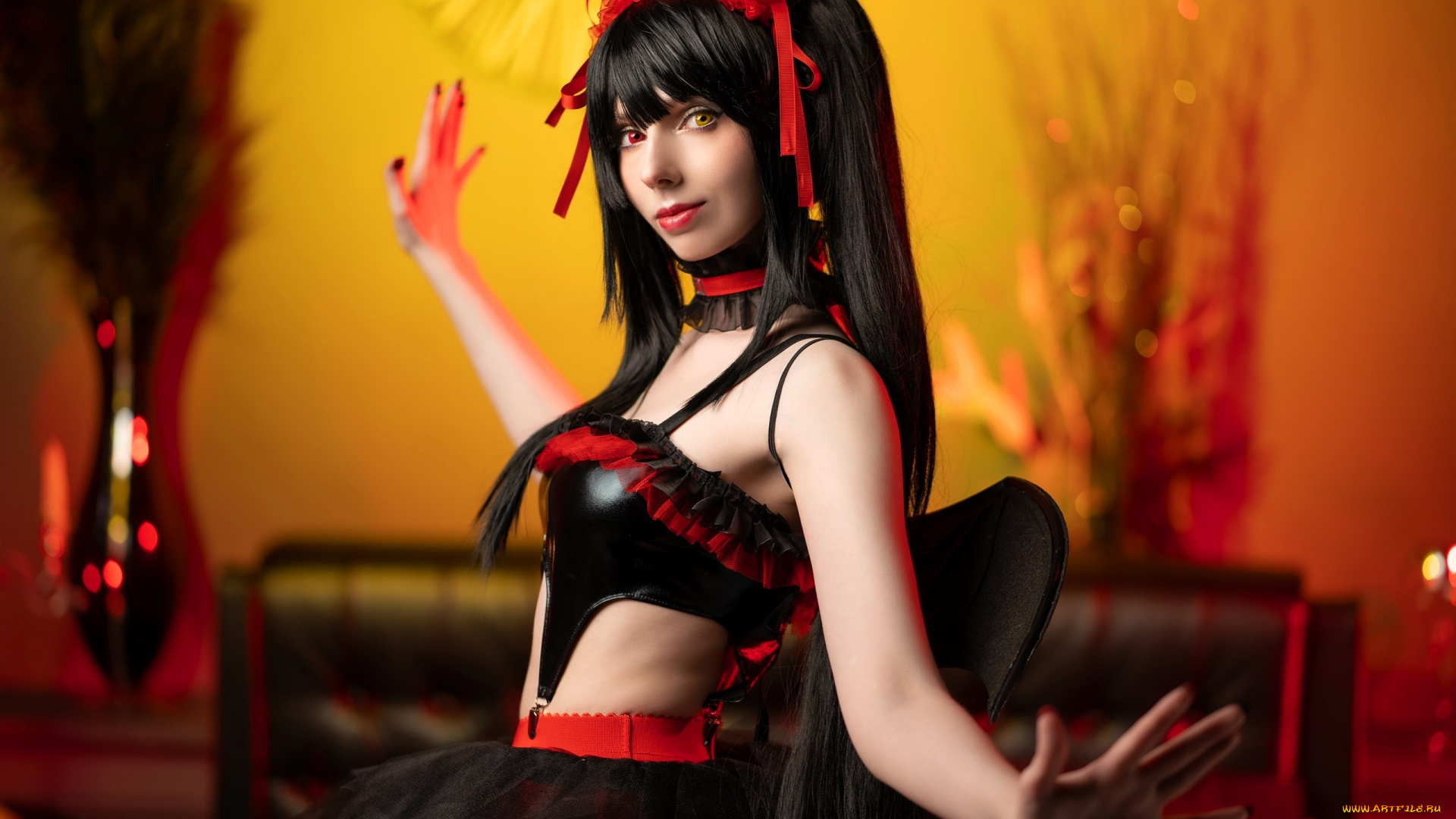 девушки, victoria, lirell, образ, косплей, брюнетка, венок, наряд, костюм