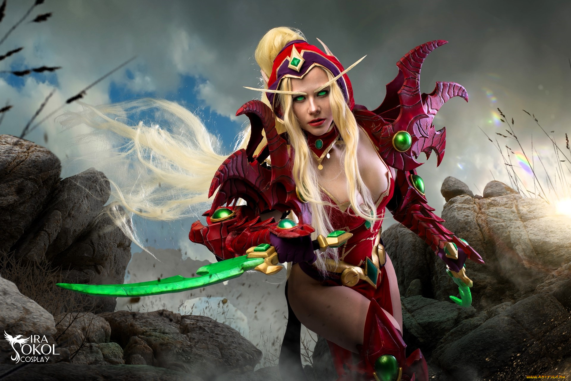девушки, ира, сокол, образ, косплей, наряд, костюм, оружие, скалы