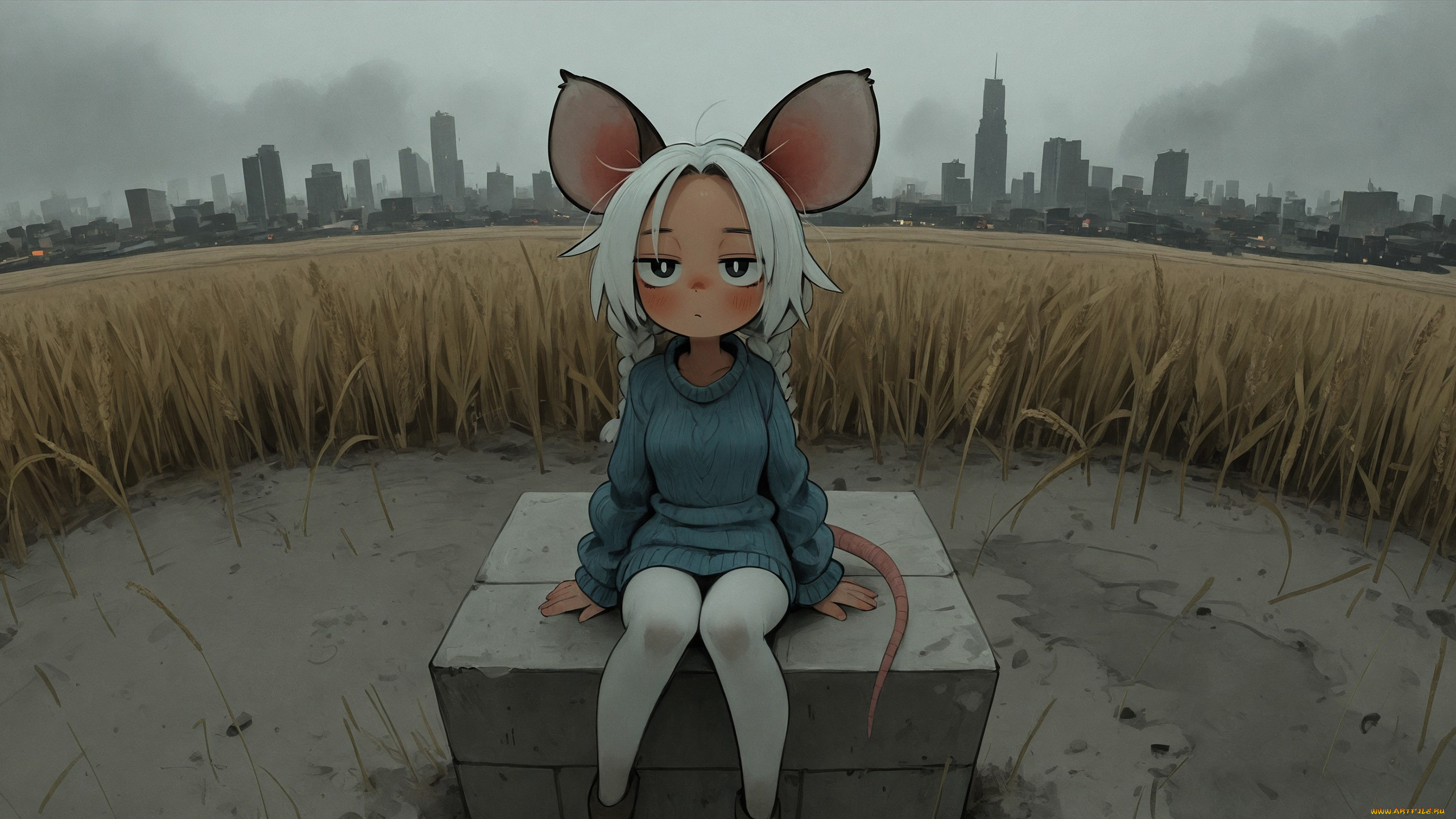 фэнтези, существа, девушка, мышка