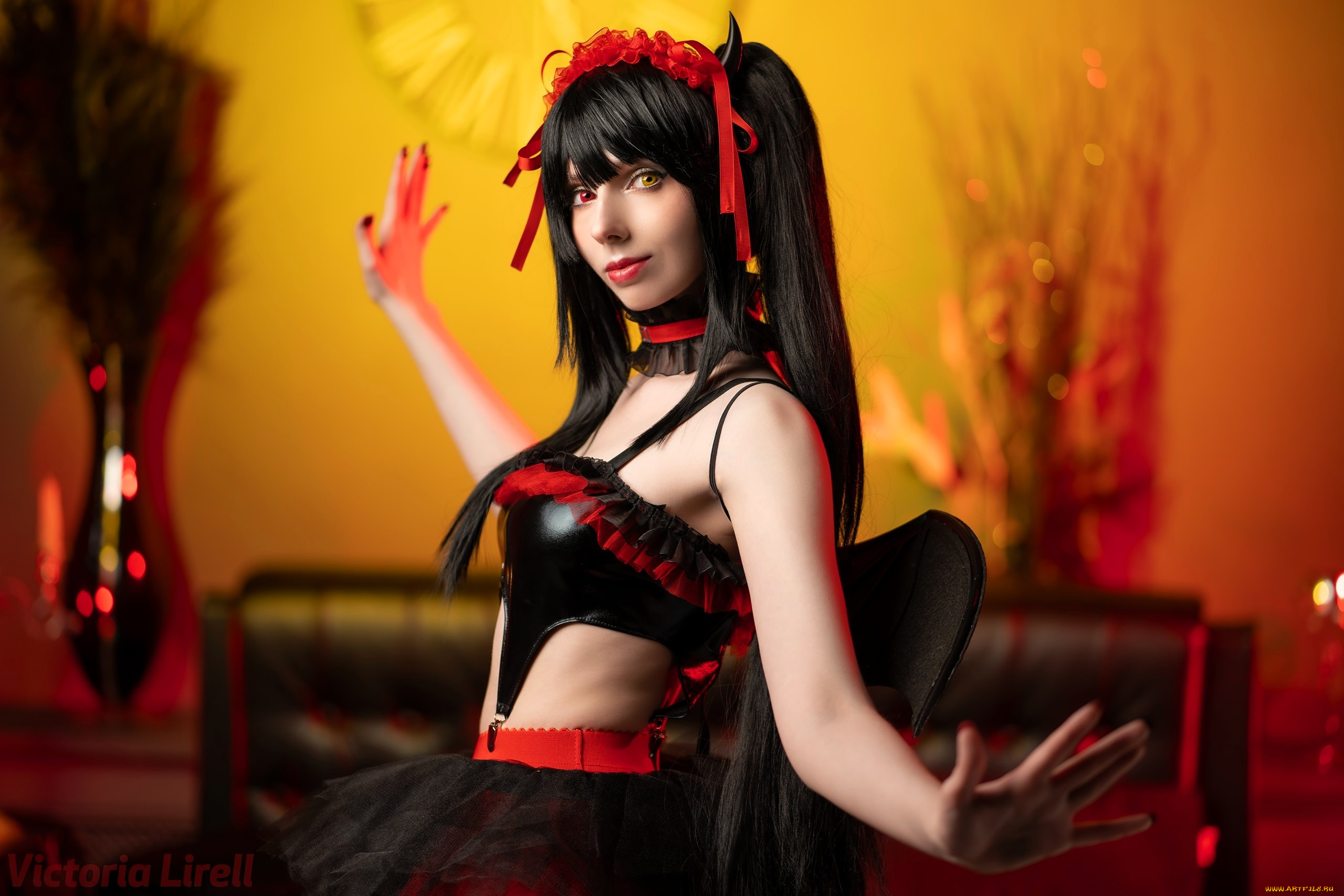 девушки, victoria, lirell, образ, косплей, брюнетка, венок, наряд, костюм