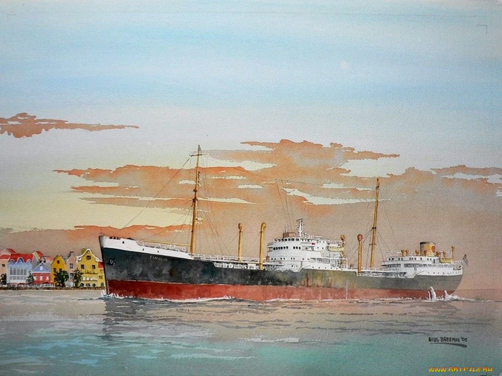 корабли, рисованные