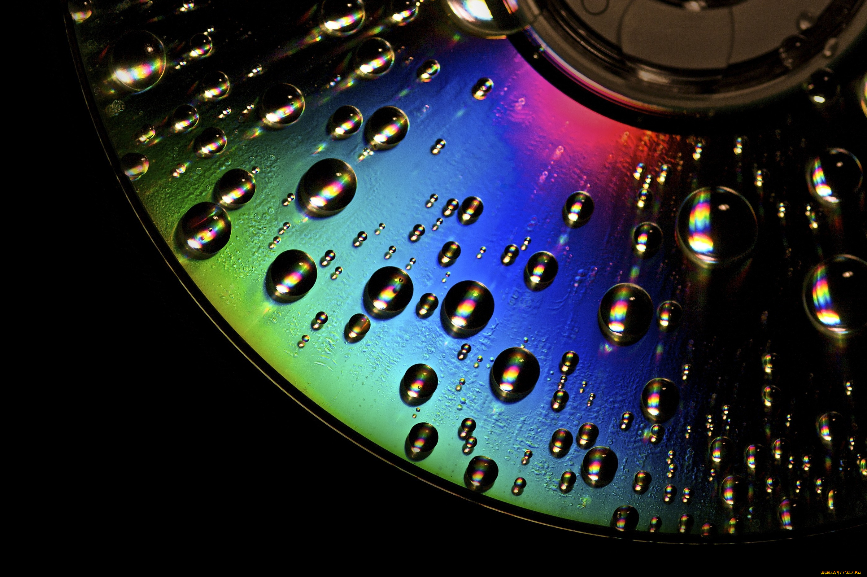 разное, капли, брызги, всплески, диск, радужный