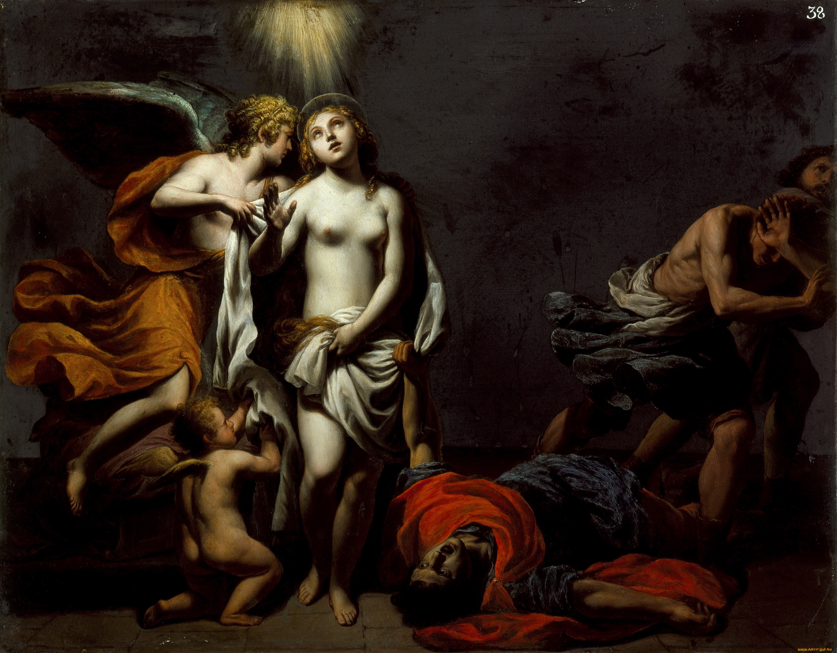 рисованные, alessandro, turchi, saint, agnes, protected, by, an, angel