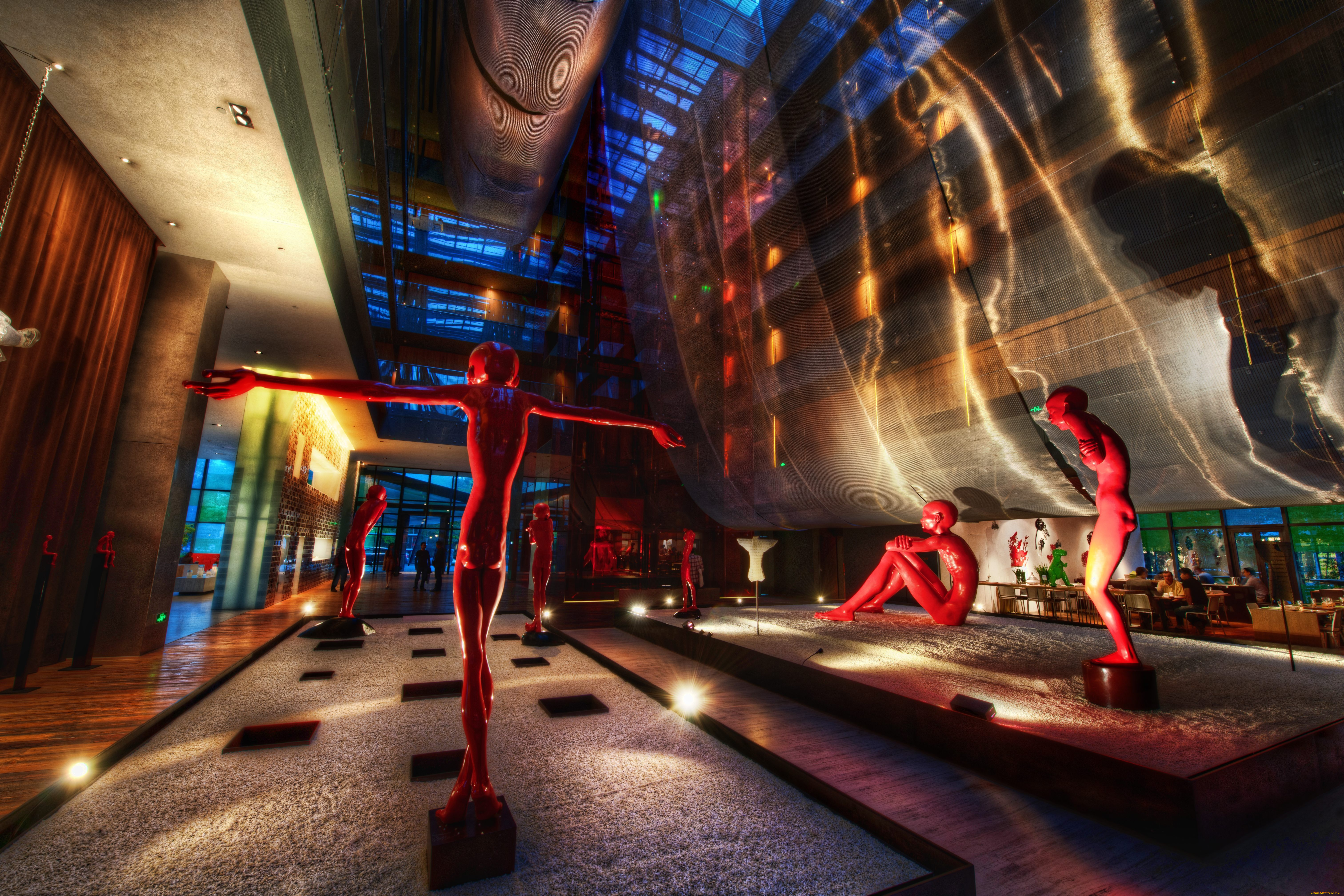 интерьер, дворцы, музеи, китай, бейджин, статуи