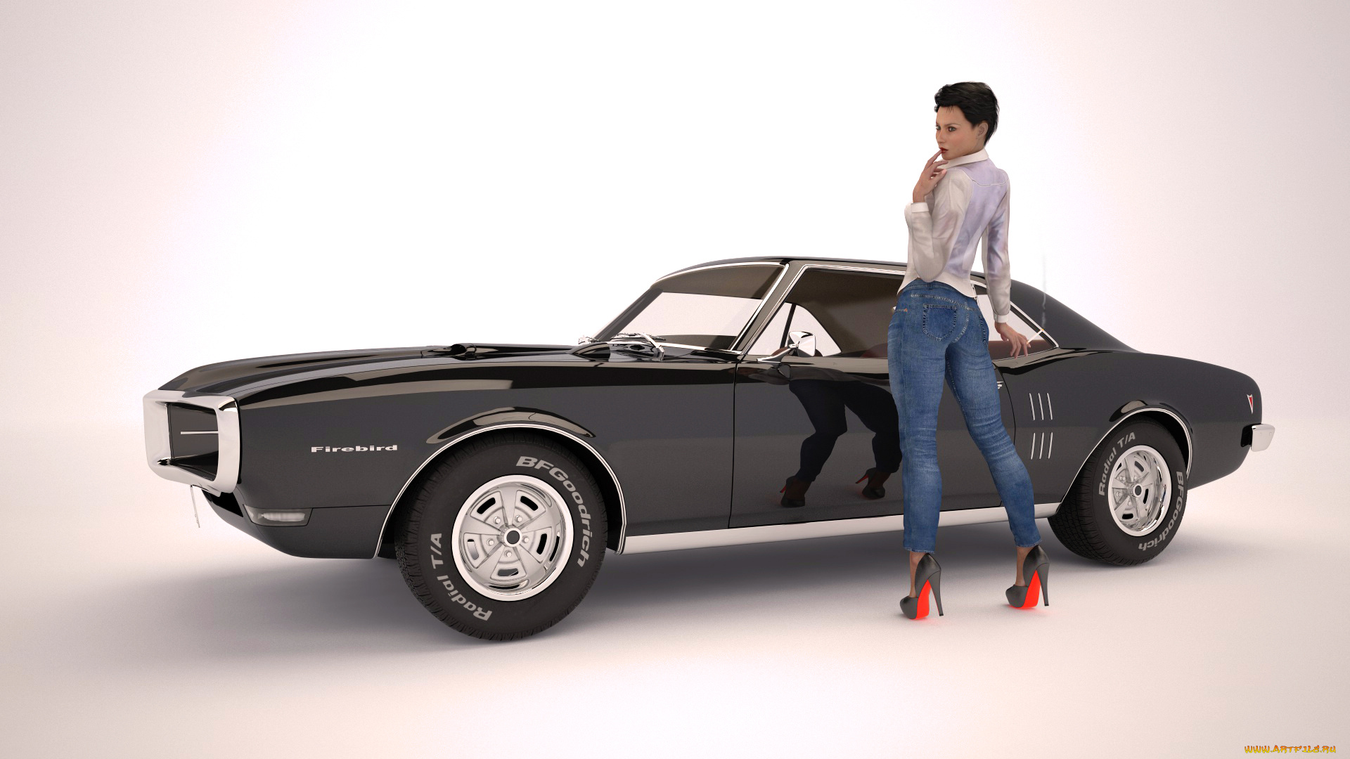 автомобили, 3д, автомобиль, девушка