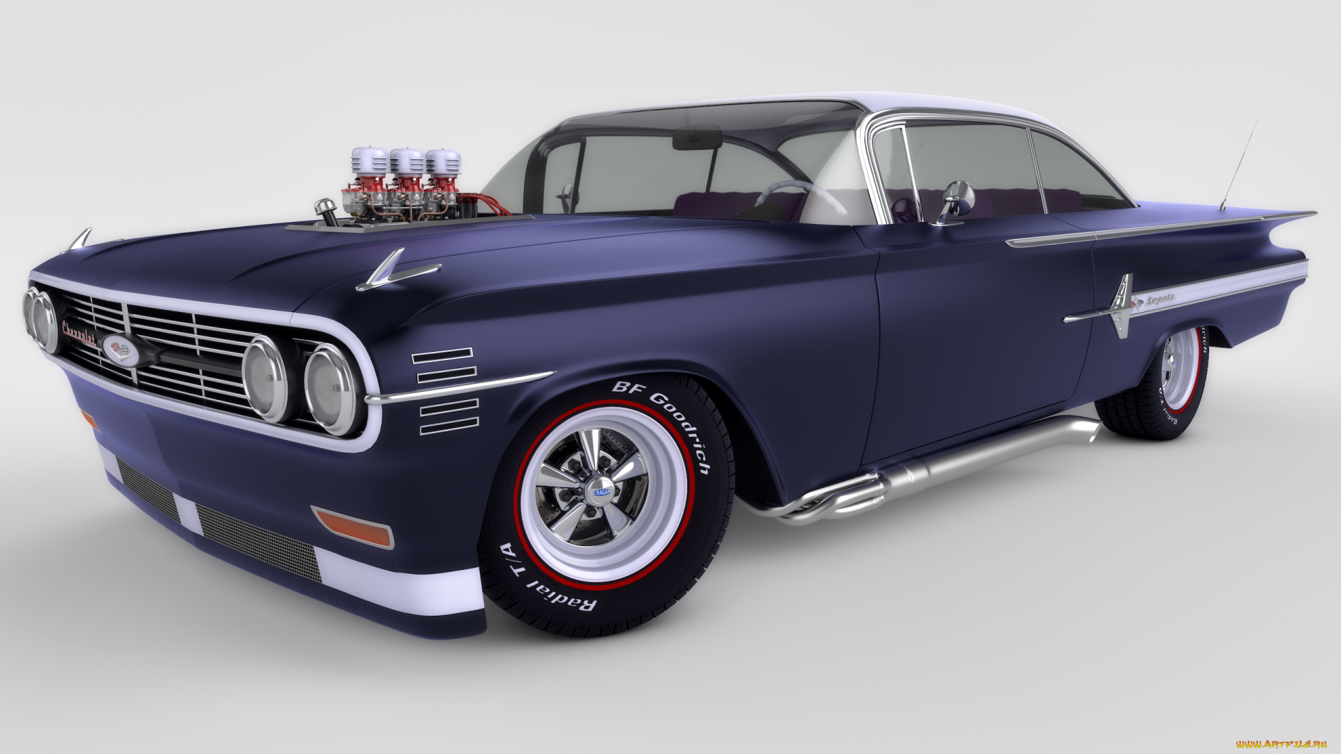 автомобили, 3д, chevrolet, 1960