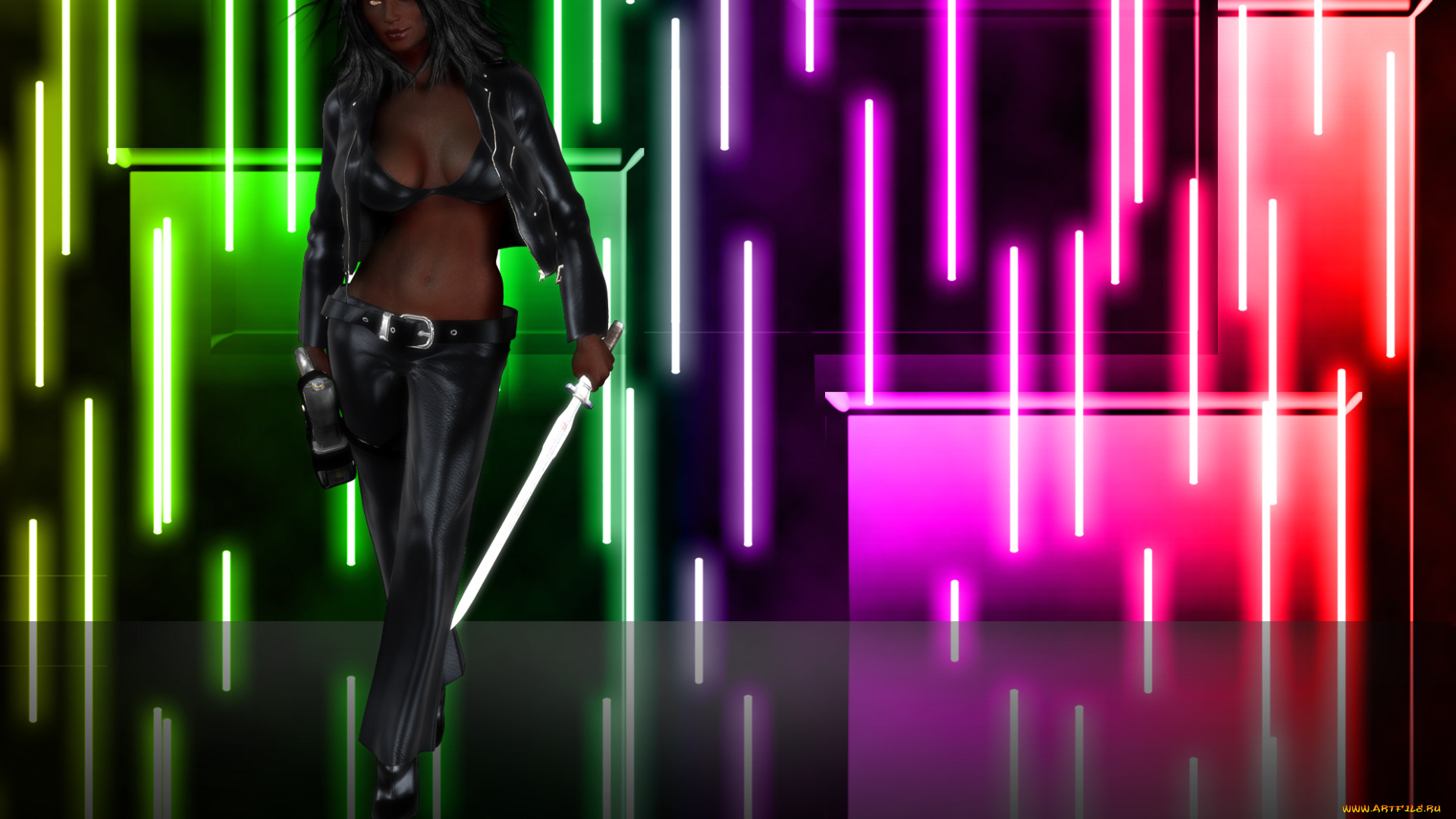 3д, графика, фантазия, , fantasy, меч, взгляд, девушка