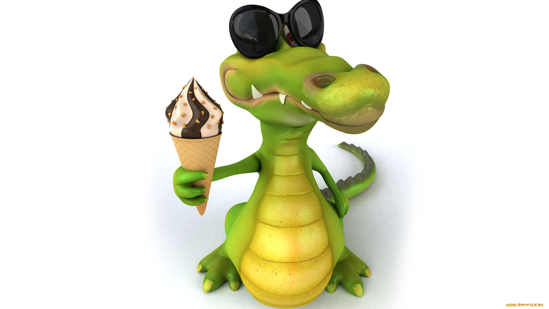 3д, графика, юмор, , humor, мороженное, крокодил
