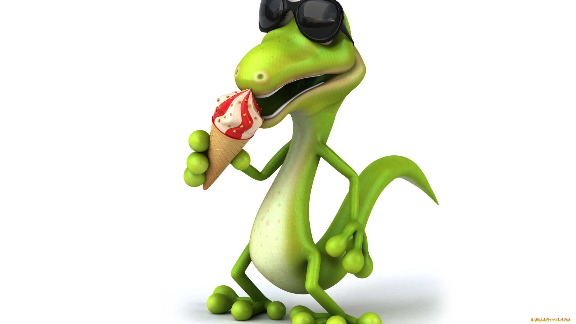 3д, графика, юмор, , humor, reptile, ice, cream, character, funny