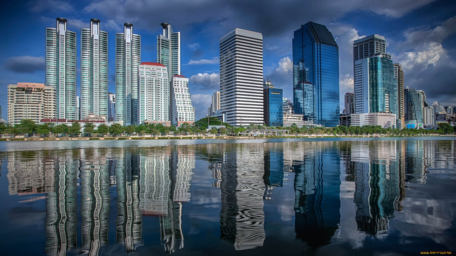 bangkok, city, города, бангкок, , таиланд, отражение, океан, небоскребы