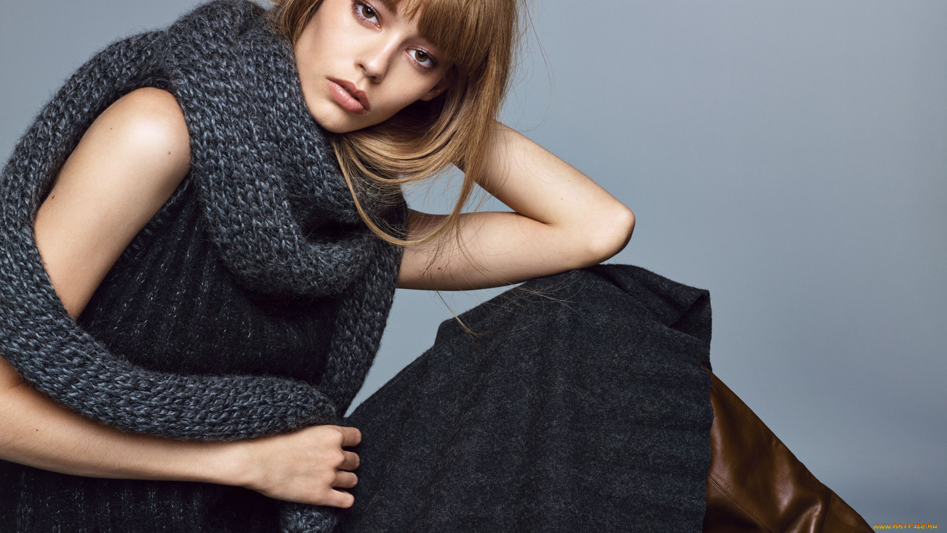 девушки, ondria, hardin, взгляд, шарф, модель, ондриа, хардин, карие, глаза, ondria, hardin