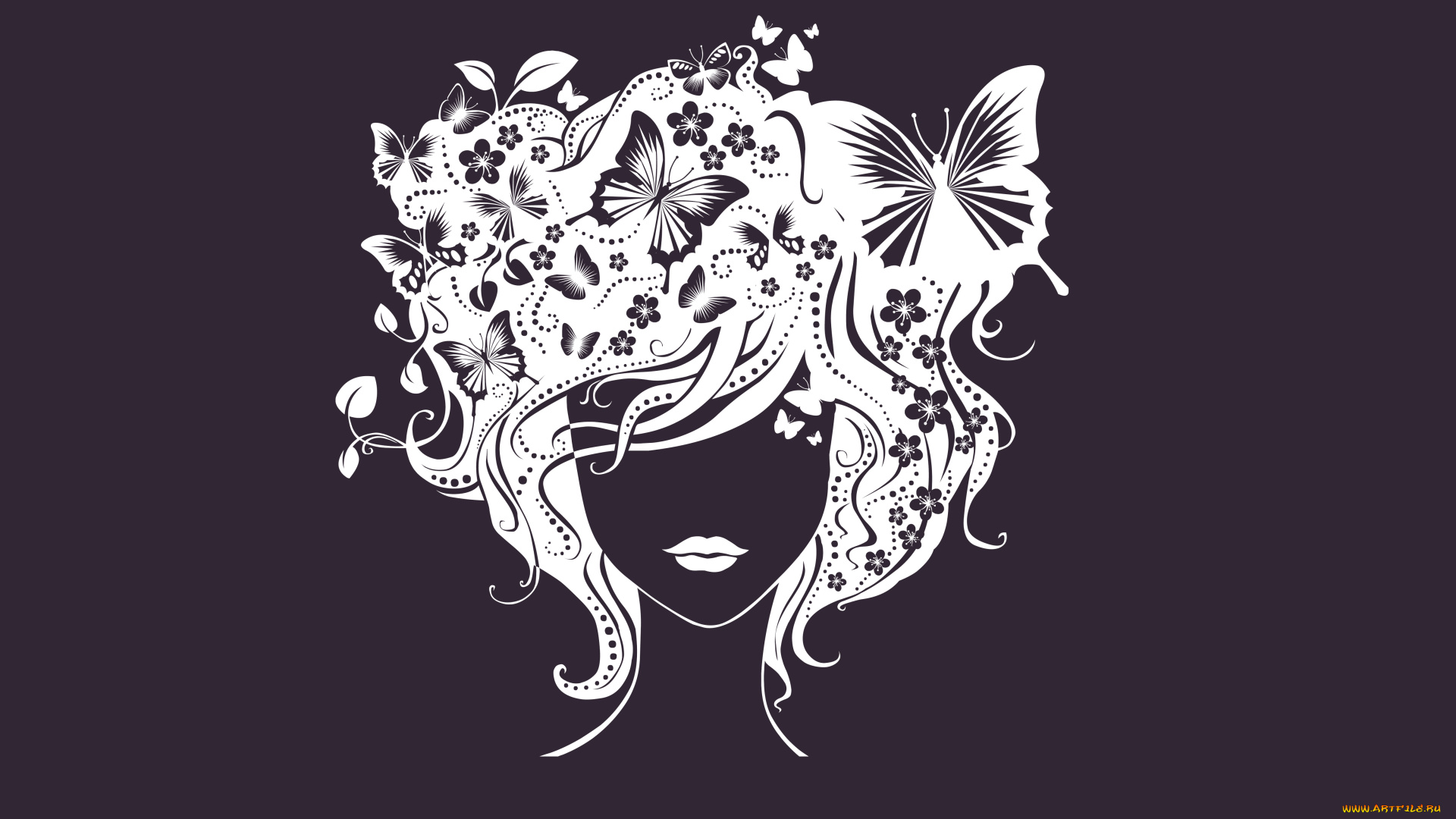 рисованное, минимализм, силуэт, девушка