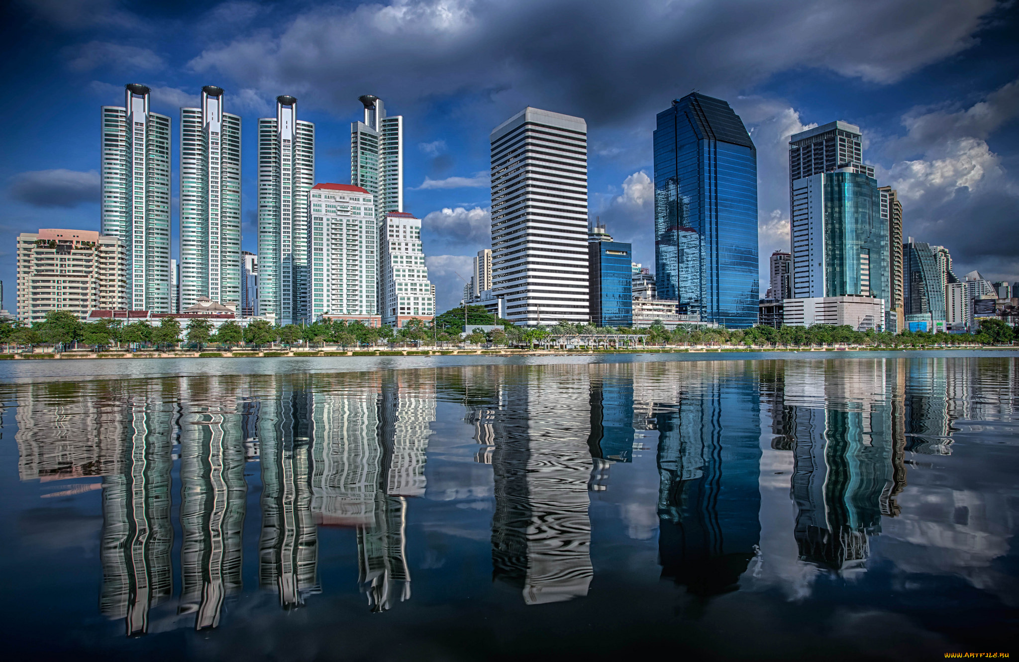 bangkok, city, города, бангкок, , таиланд, отражение, океан, небоскребы