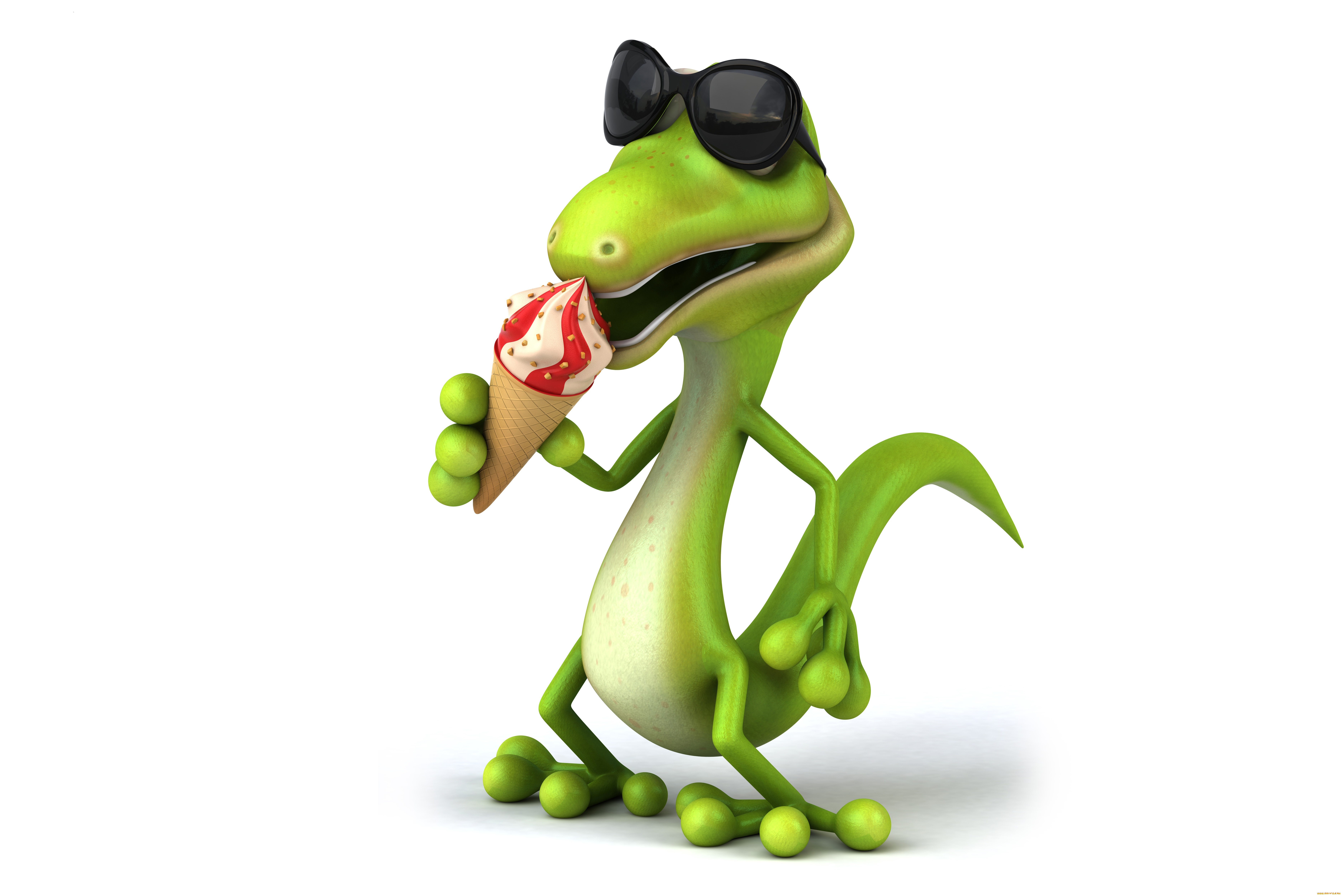3д, графика, юмор, , humor, reptile, ice, cream, character, funny