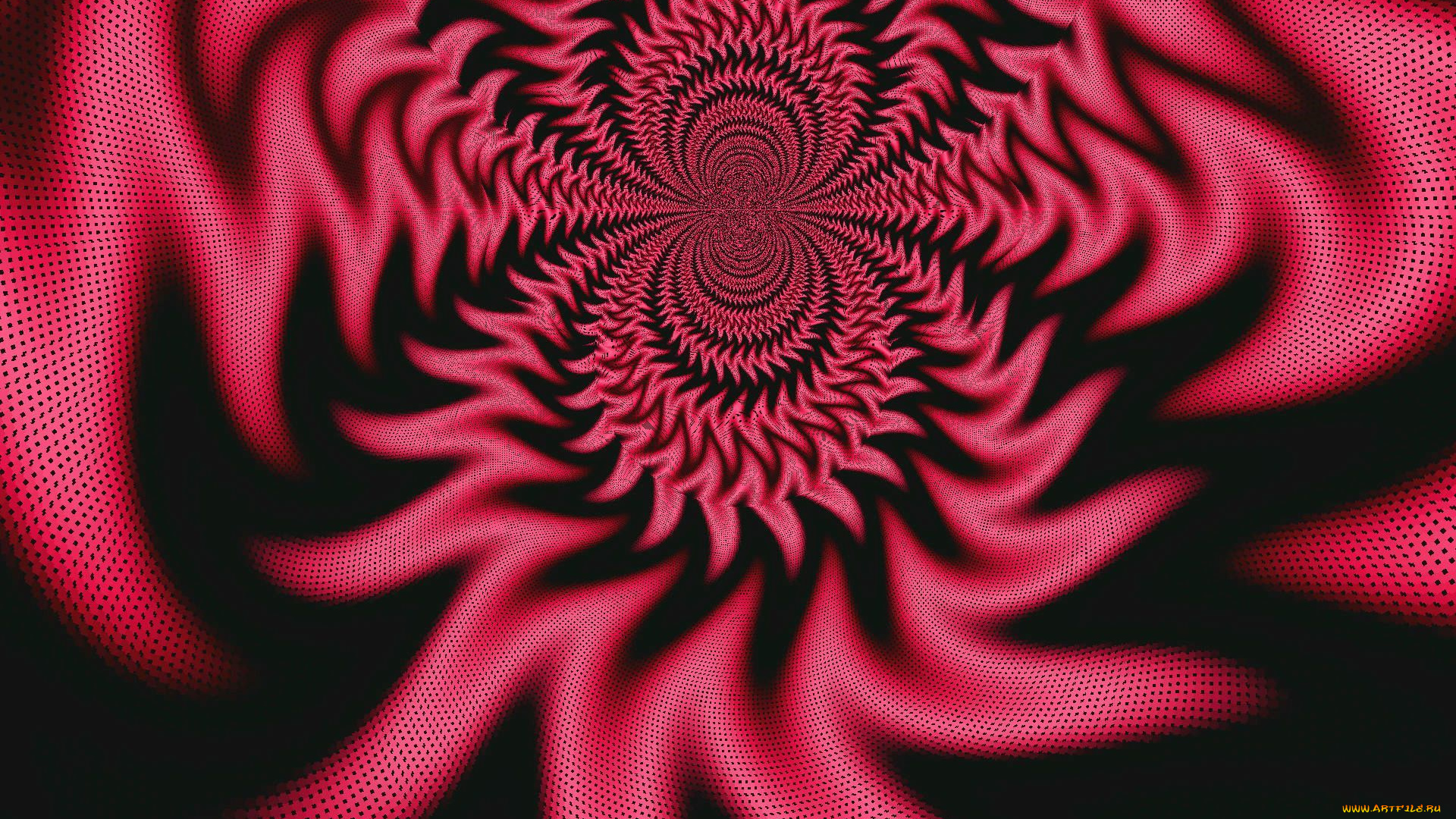 3д, графика, фракталы, , fractal, чёрный, фон, отражение, удалённость, зубья, красное, графика