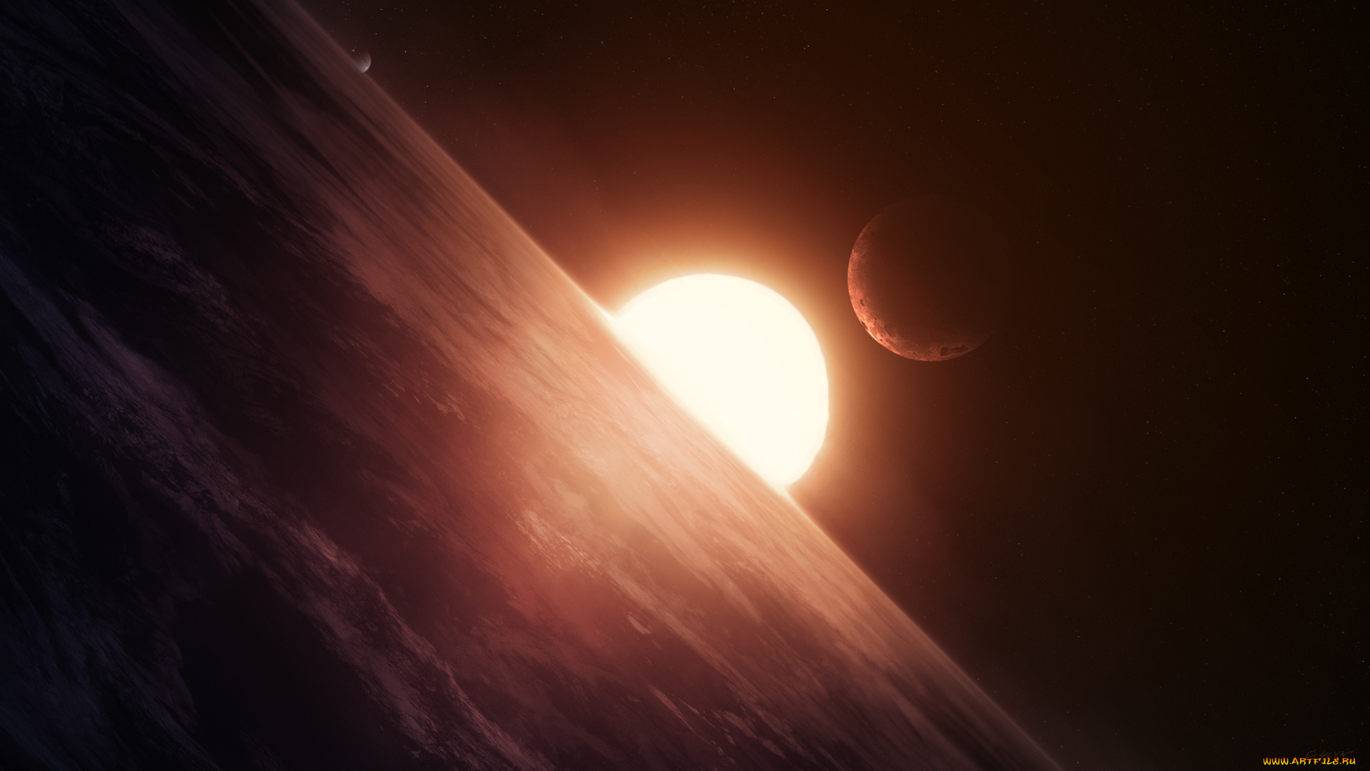 космос, арт, вселенная, звезды, планеты