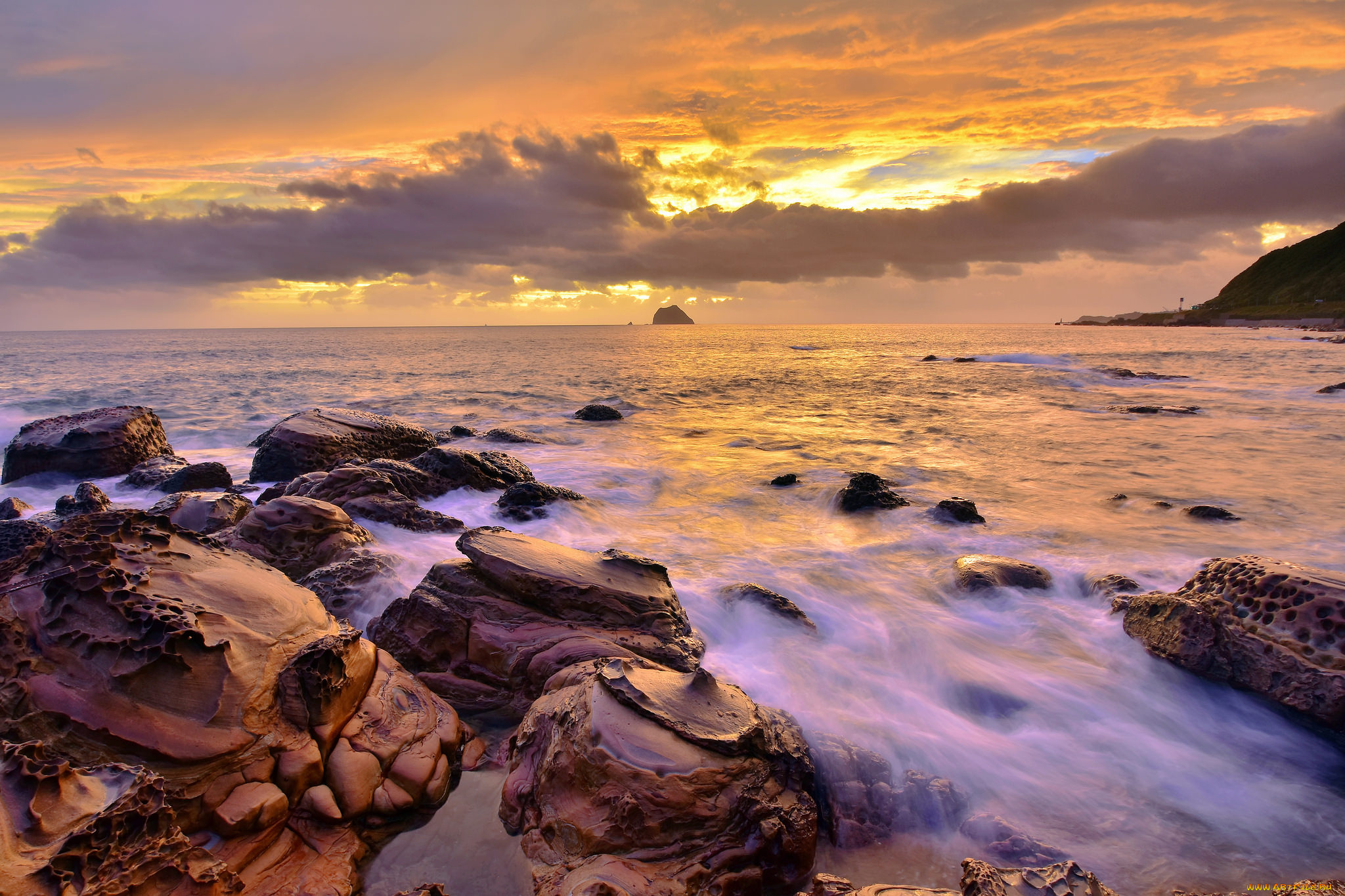 природа, моря, океаны, закат, волны, море