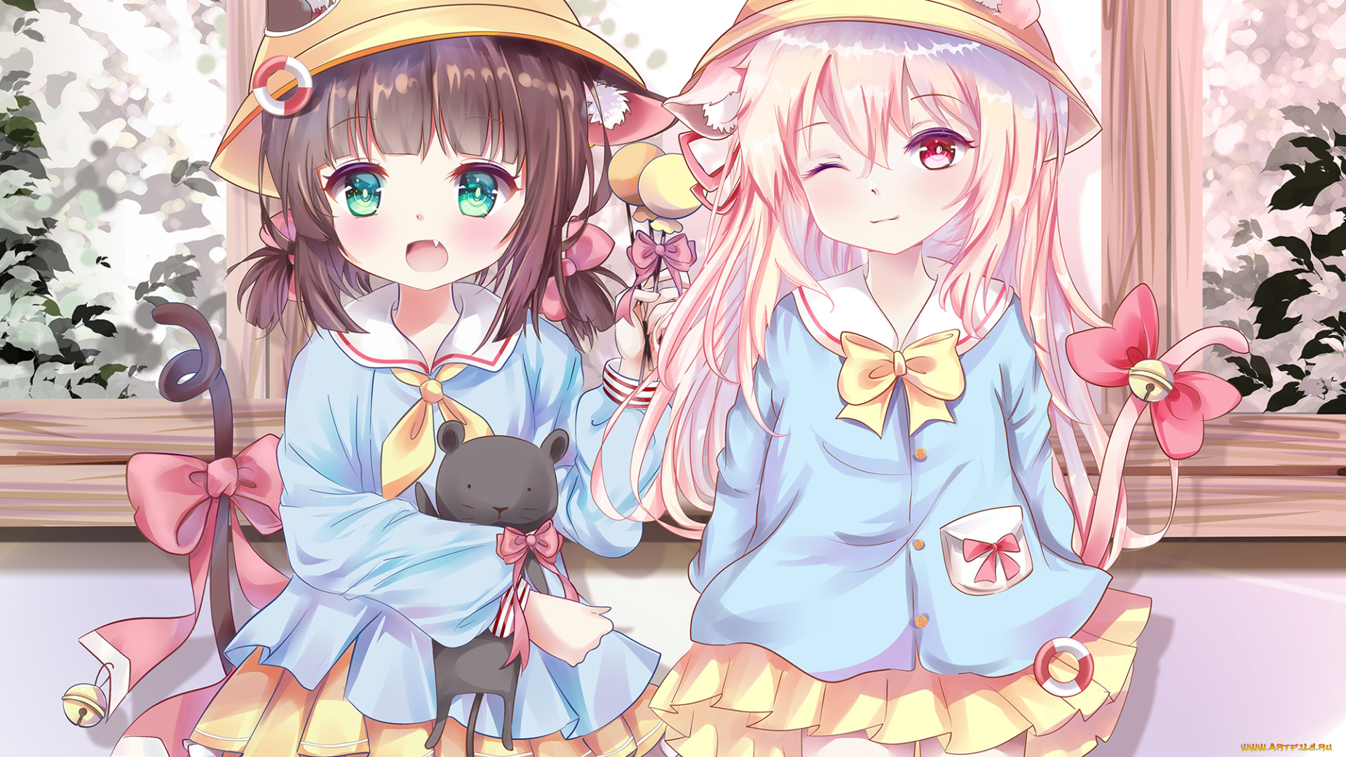 аниме, azur, lane, взгляд, фон, девушки