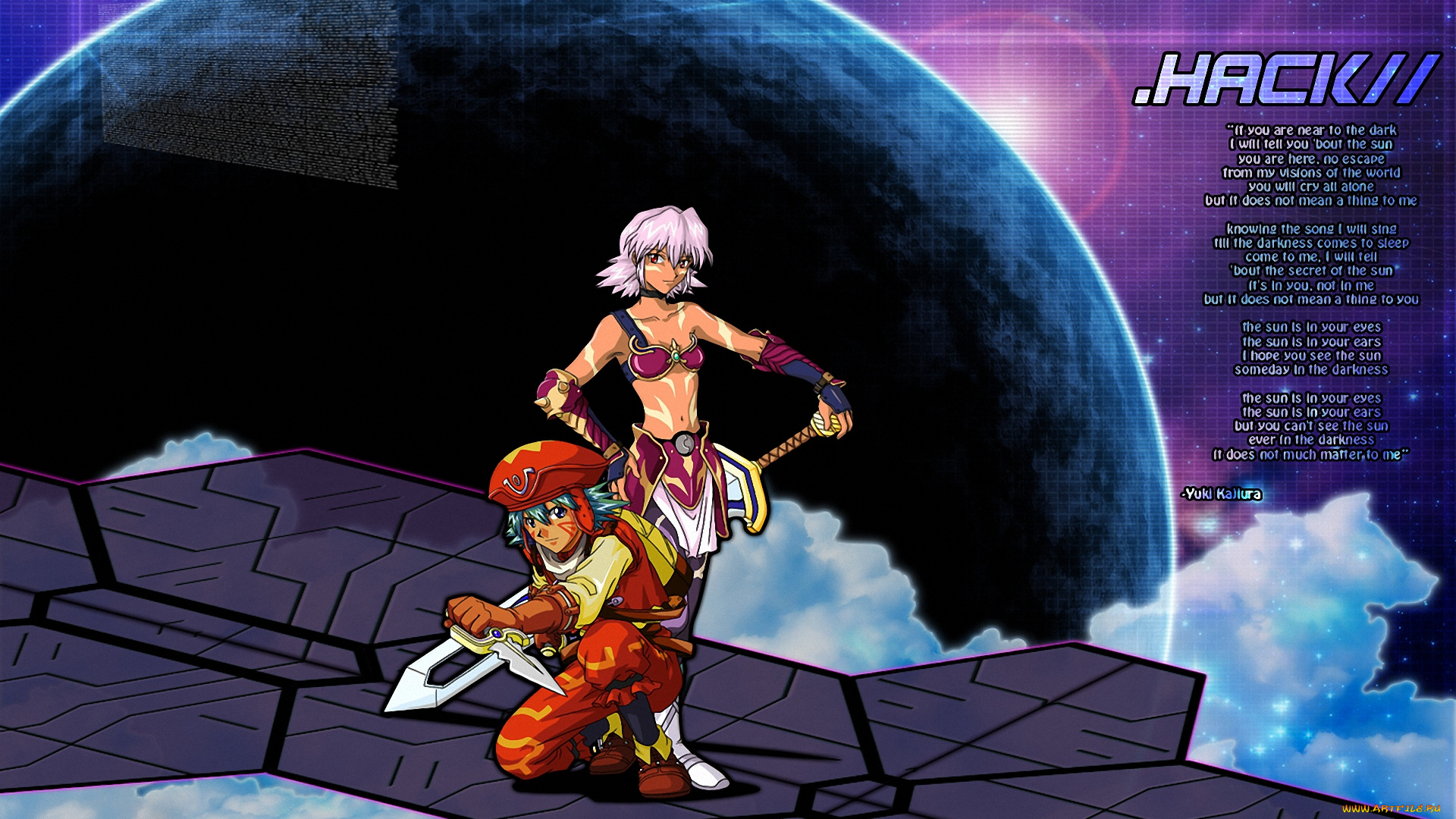 аниме, hack, sign, воин, оружие, black, rose, mimiru, kite