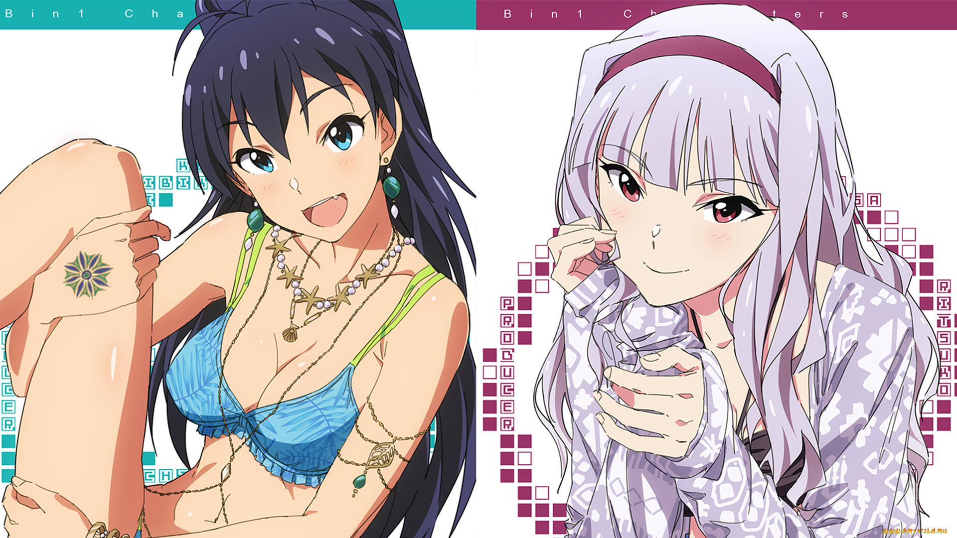 аниме, idolm@ster, девушки, взгляд, фон