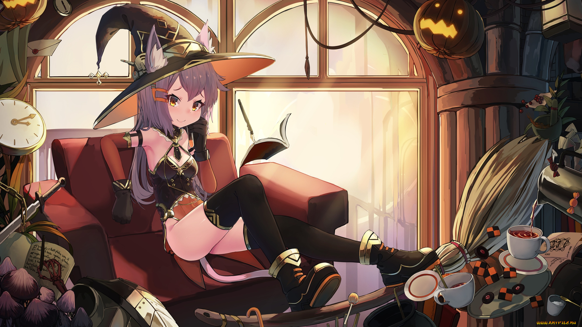 аниме, магия, , колдовство, , halloween, девушка