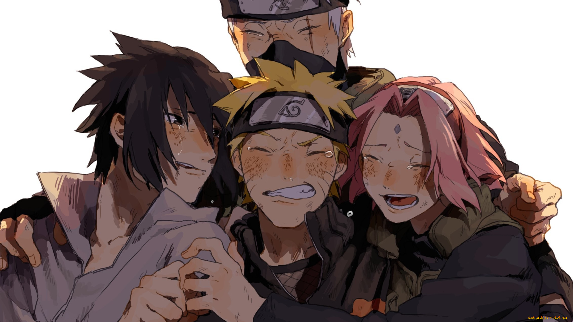 аниме, naruto, саске, какаши, команда, слезы, сакура, наруто