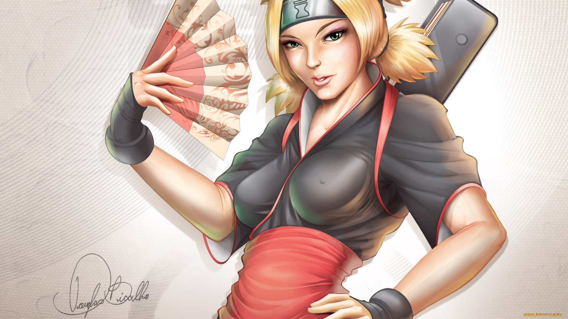 аниме, naruto, темари, веер