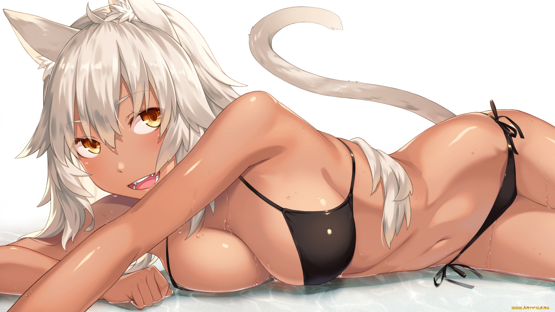 аниме, животные, , существа, фон, взгляд, девушка