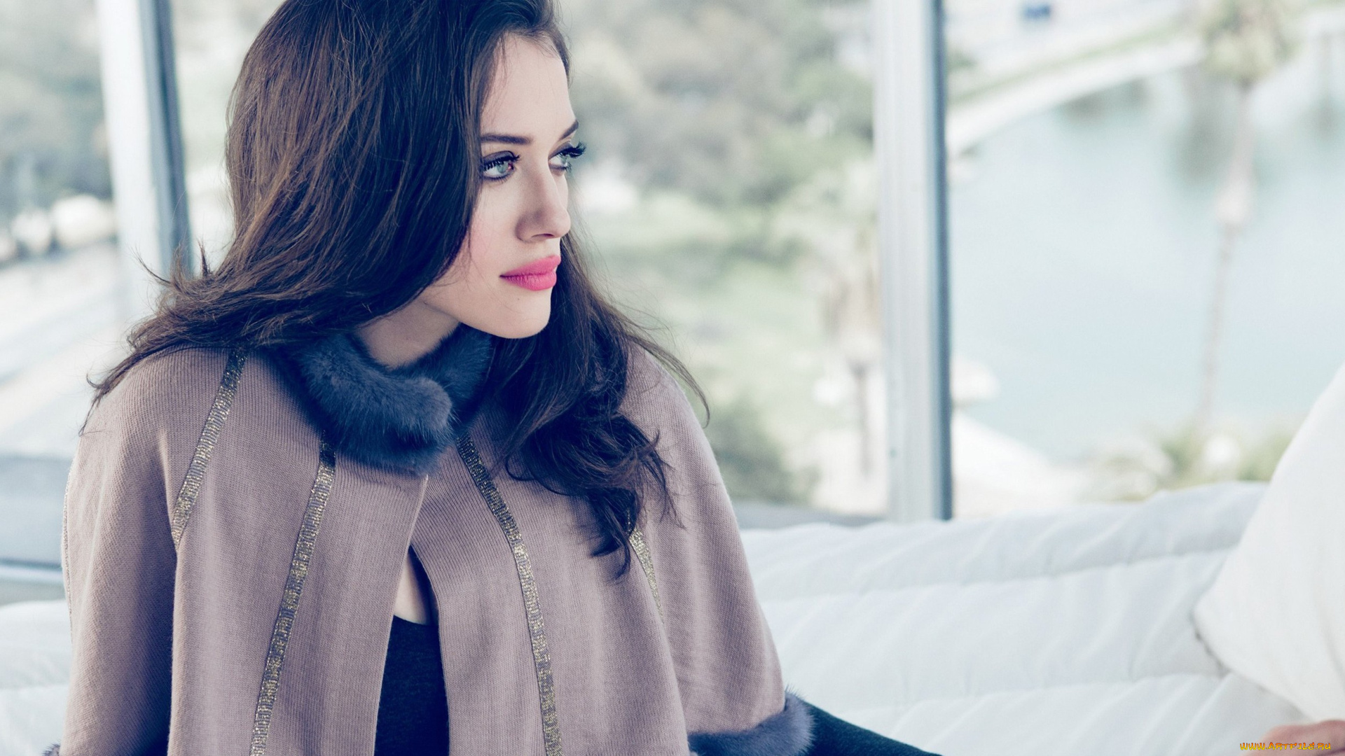 девушки, -unsort, , брюнетки, темноволосые, cat, dennings, окно, пальто, шатенка