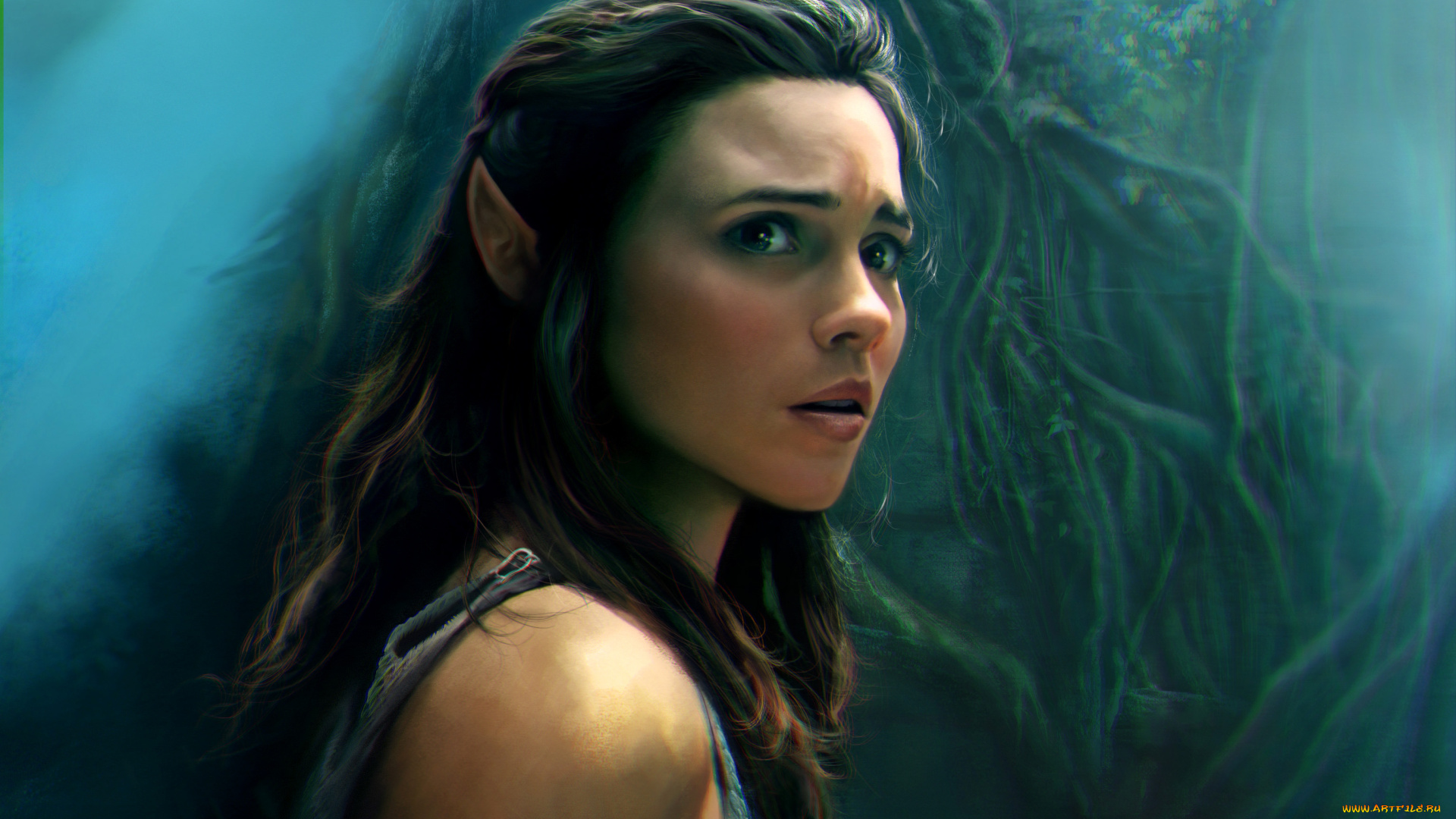 фэнтези, эльфы, взгляд, фон, девушка