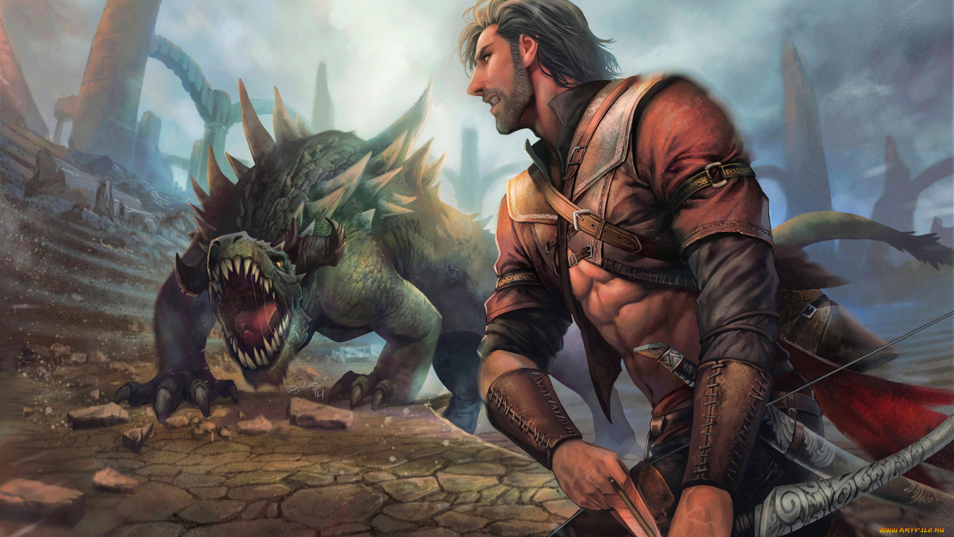 фэнтези, люди, мужчина, монстр
