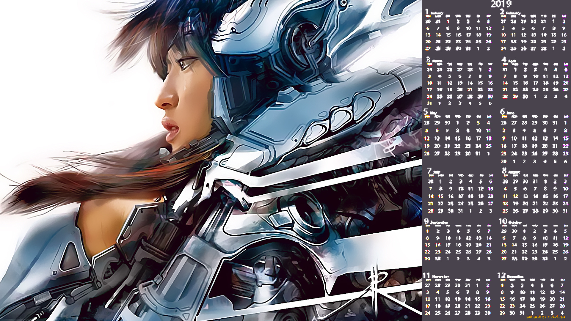 календари, фэнтези, девушка, лицо, профиль