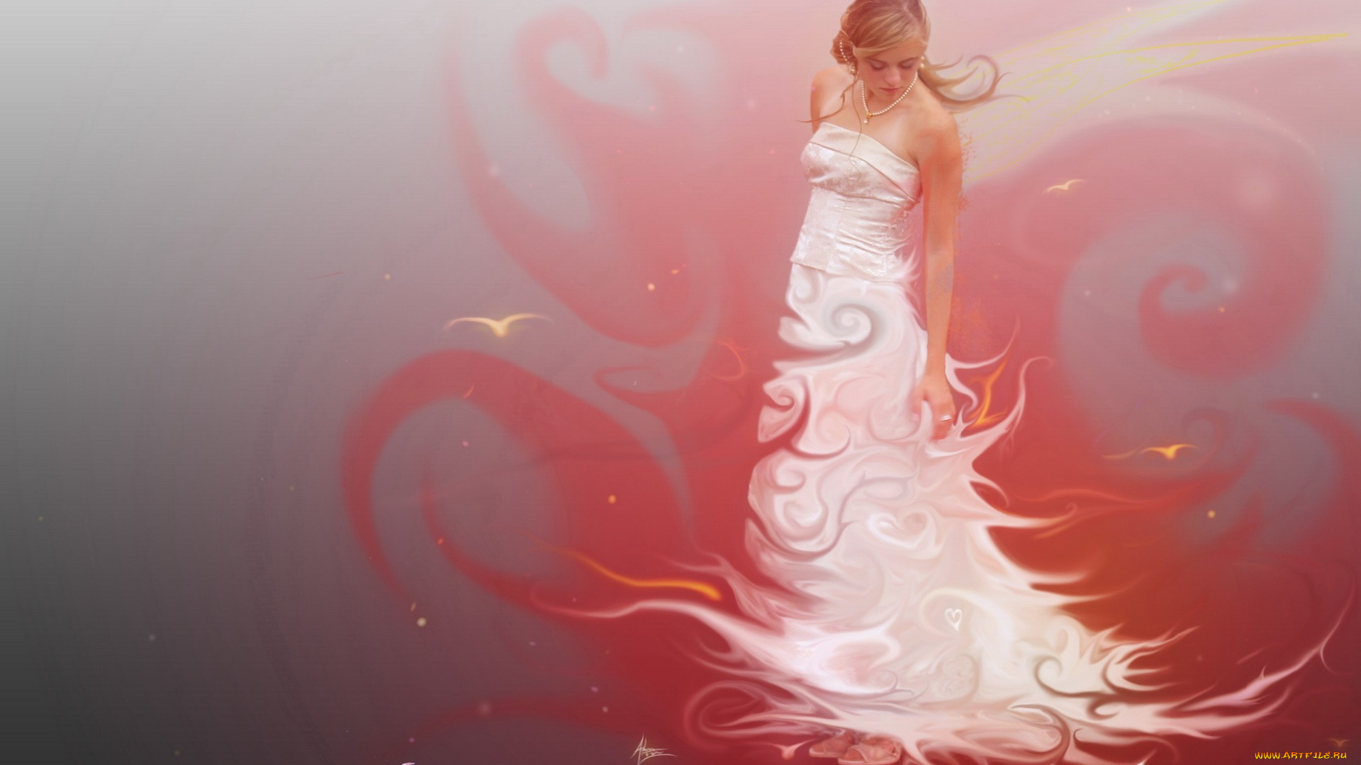 разное, компьютерный, дизайн, девушка, платье