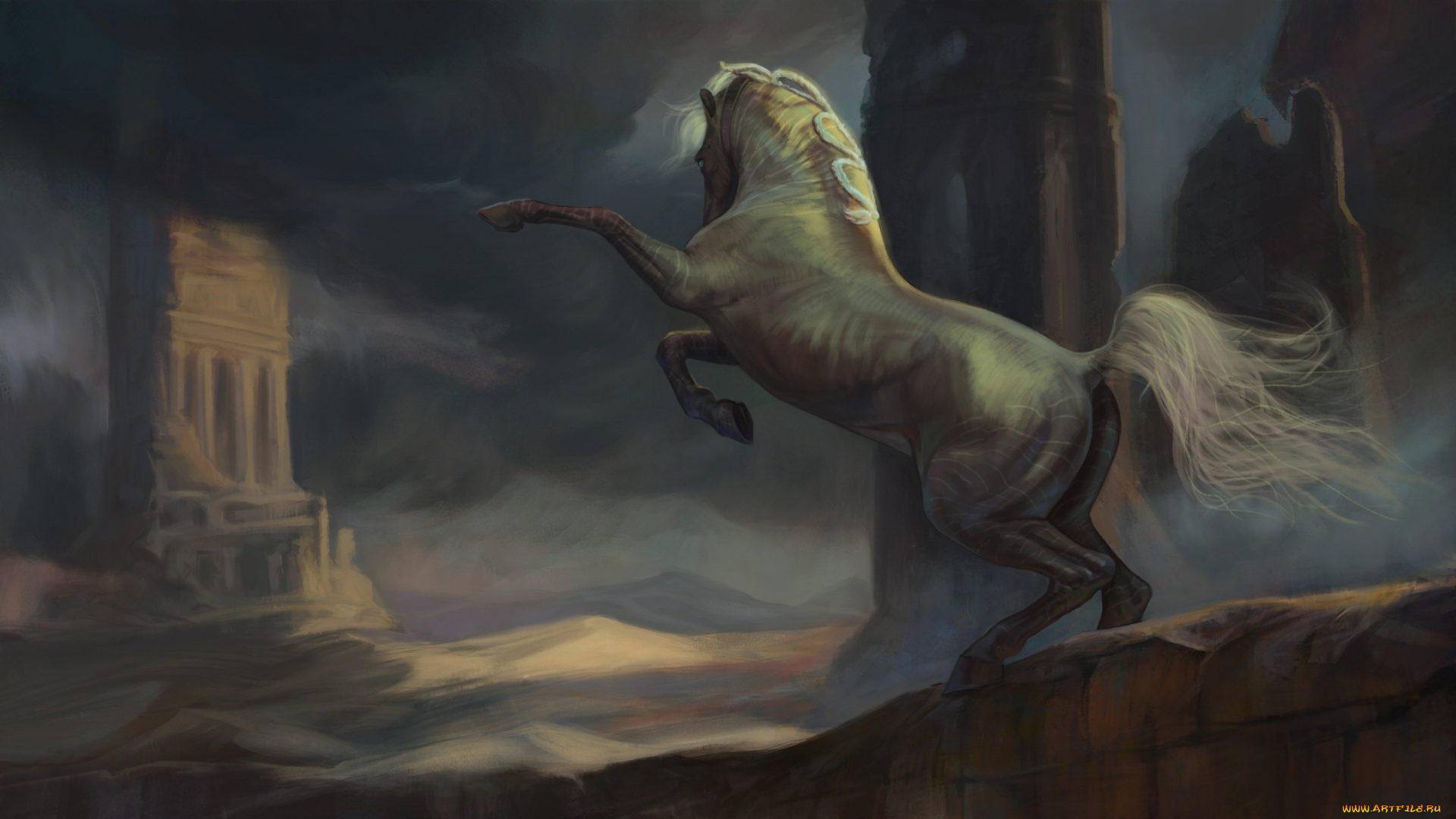 рисованное, животные, , лошади, лошадь