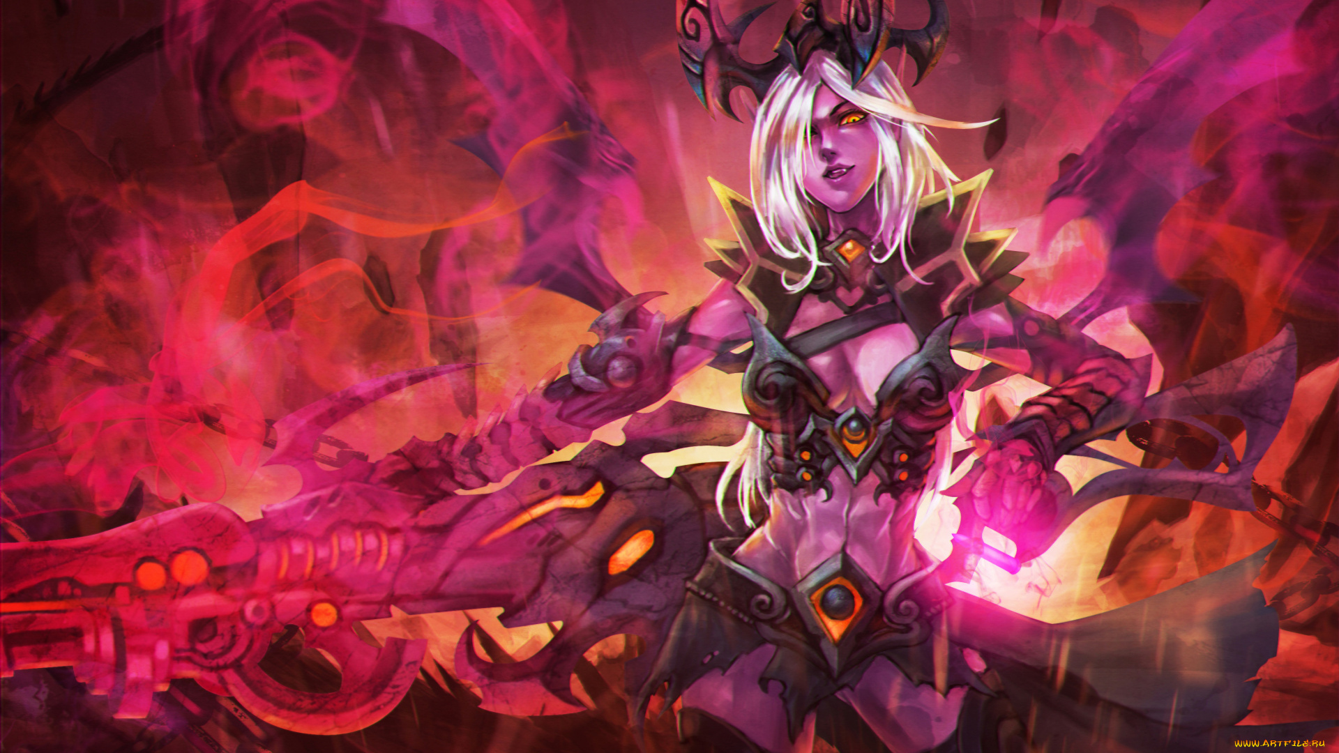 видео, игры, league, of, legends, взгляд, фон, девушка