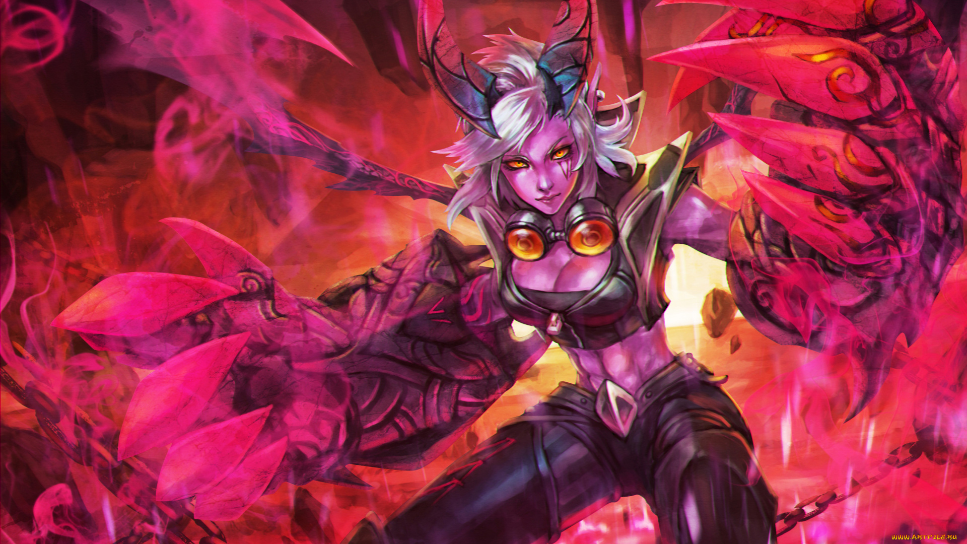 видео, игры, league, of, legends, взгляд, фон, девушка, лапы