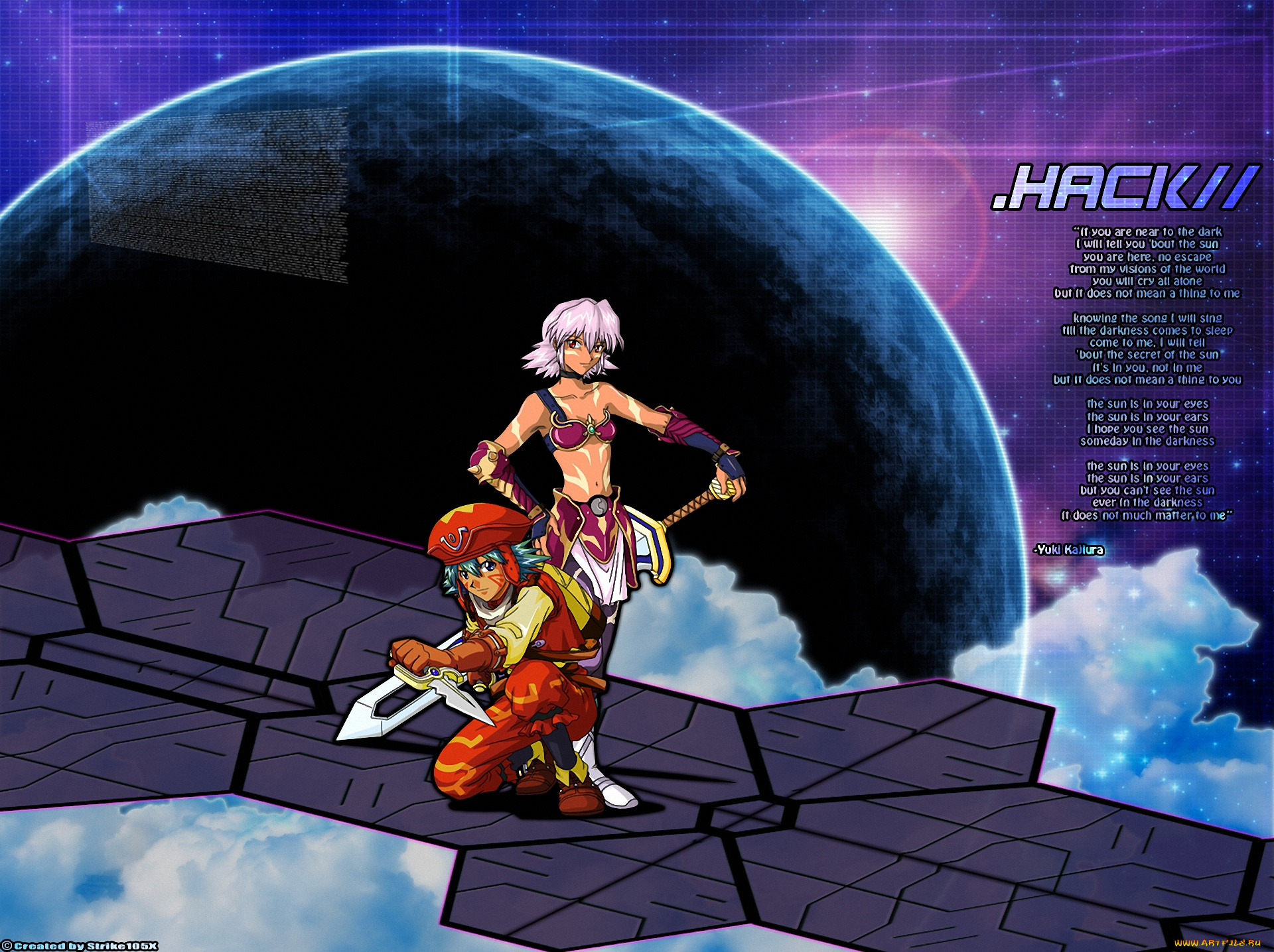 аниме, hack, sign, воин, оружие, black, rose, mimiru, kite