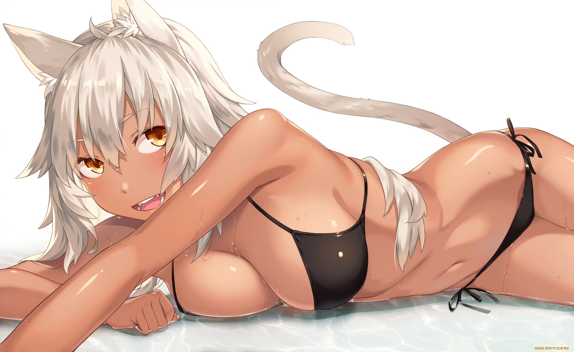 аниме, животные, , существа, фон, взгляд, девушка