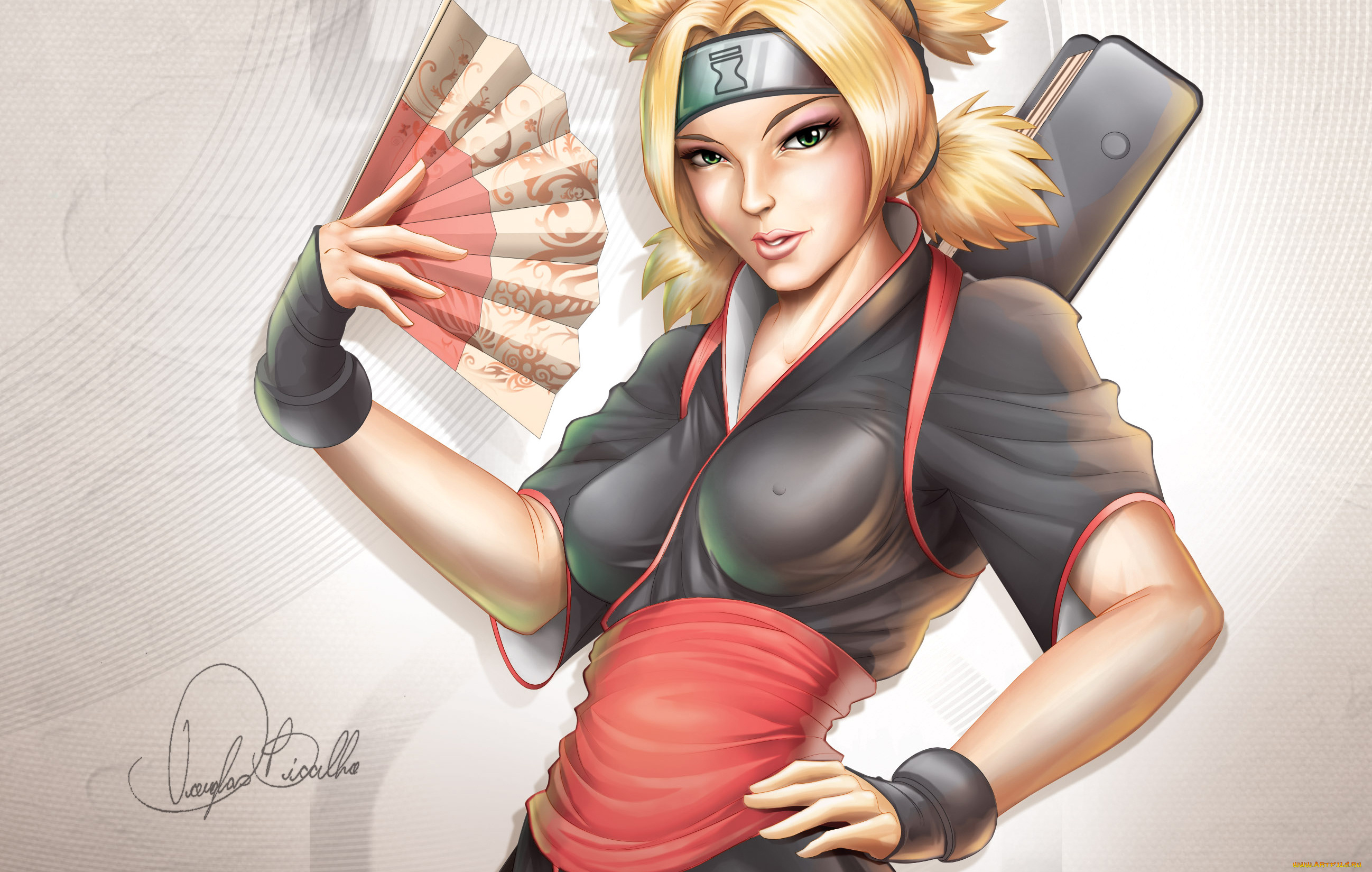 аниме, naruto, темари, веер