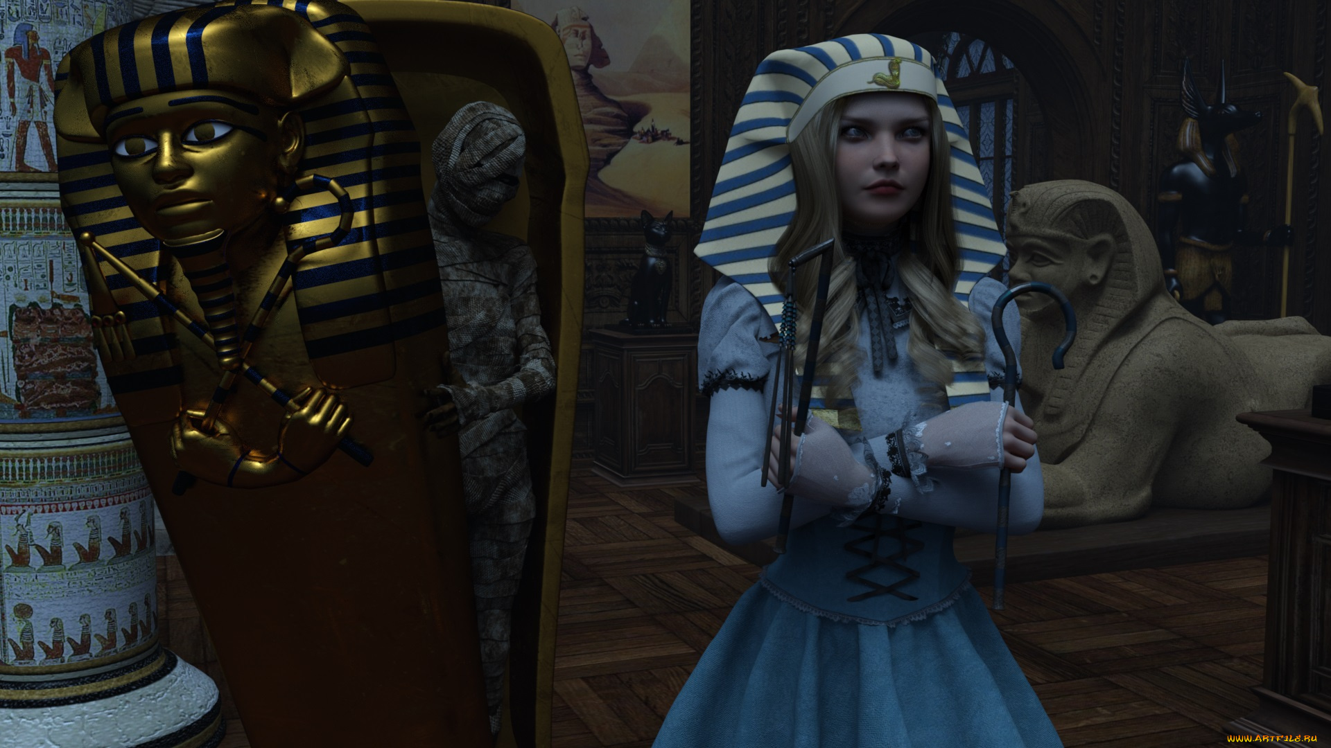 3д, графика, фантазия, , fantasy, фон, взгляд, девушка