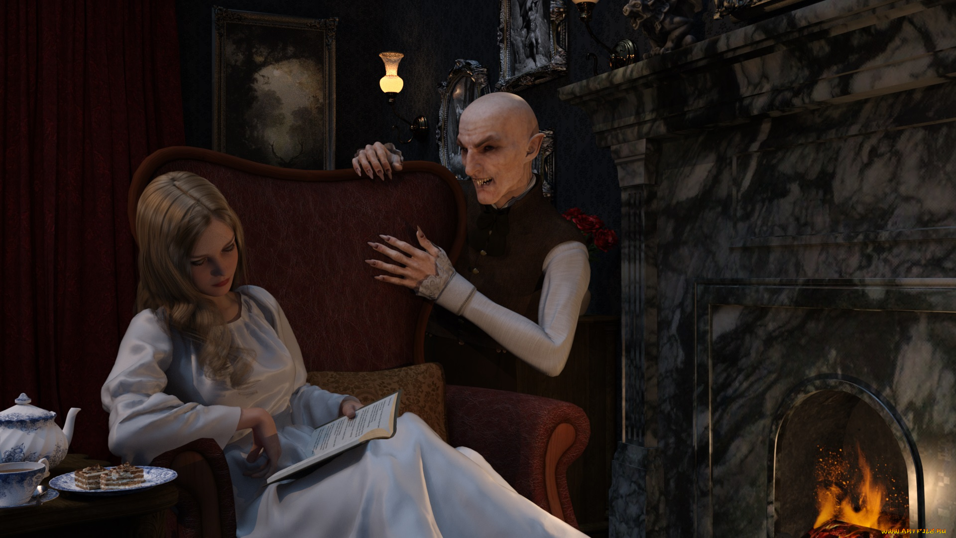 3д, графика, фантазия, , fantasy, фон, взгляд, девушка