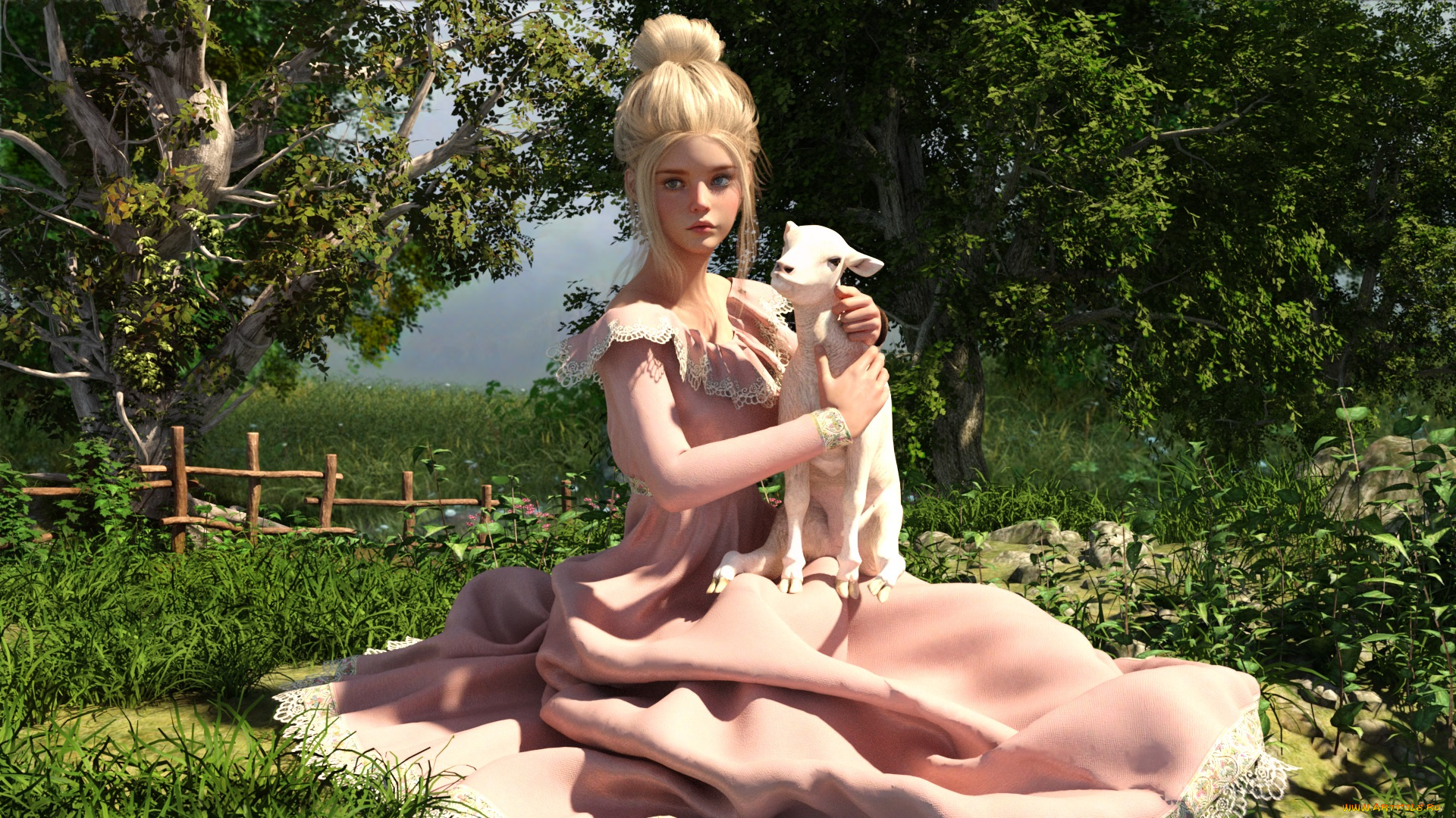 3д, графика, люди, и, животные, , people, and, animals, девушка, взгляд, фон