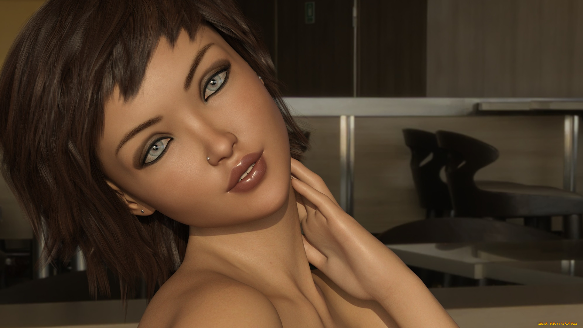 3д, графика, портрет, , portraits, девушка, взгляд, фон