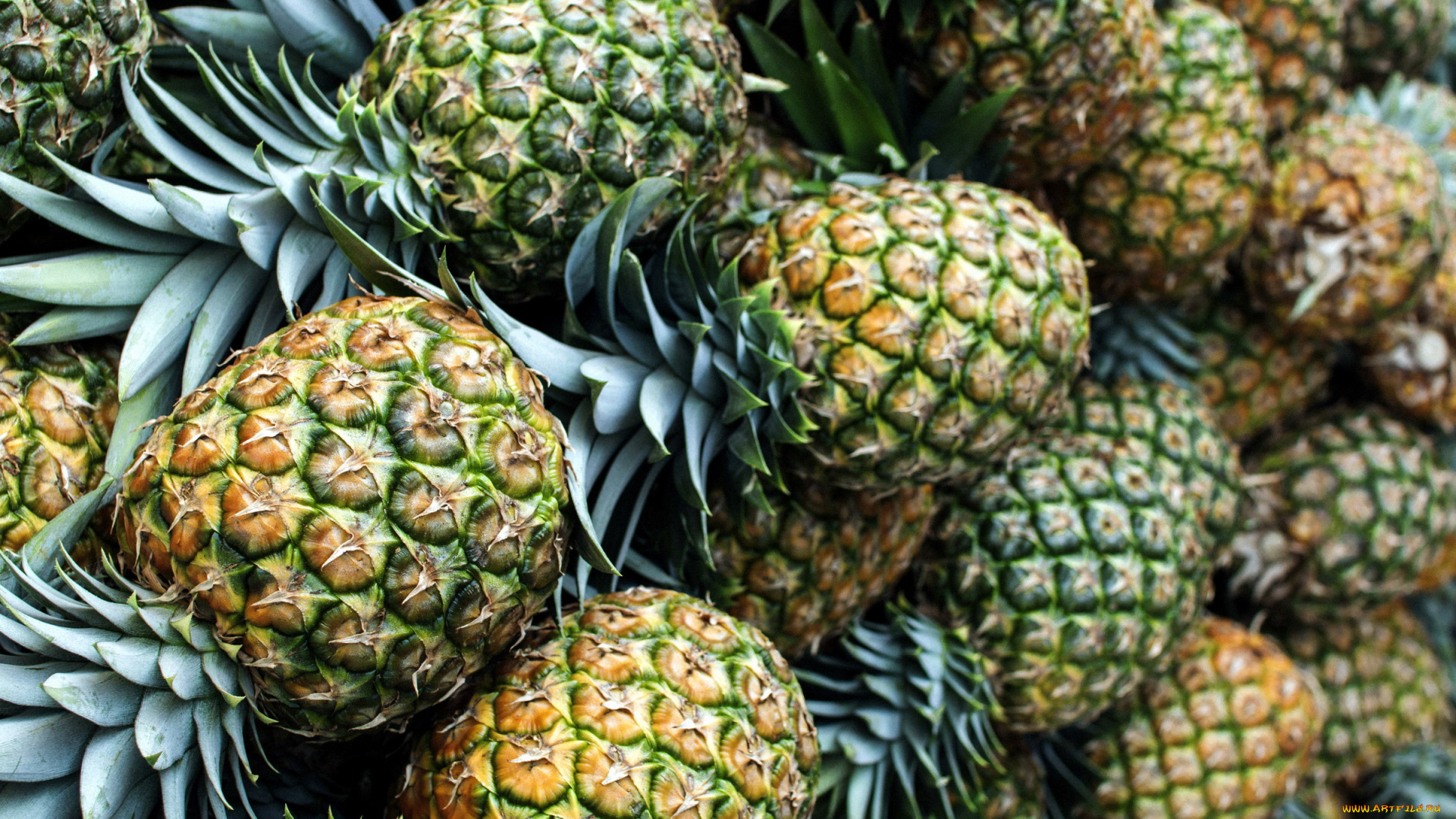 еда, ананас, много, фрукт