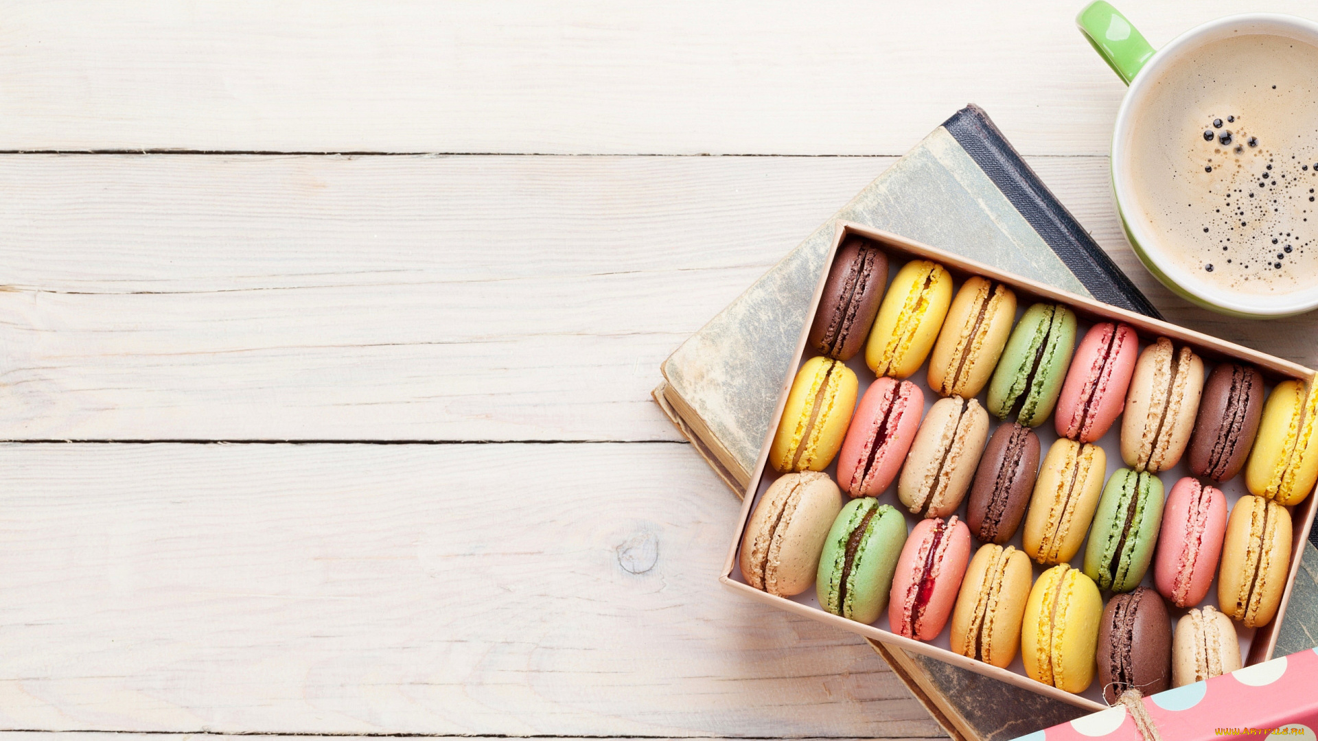 еда, макаруны, ассорти, лакомство, печенье, кофе