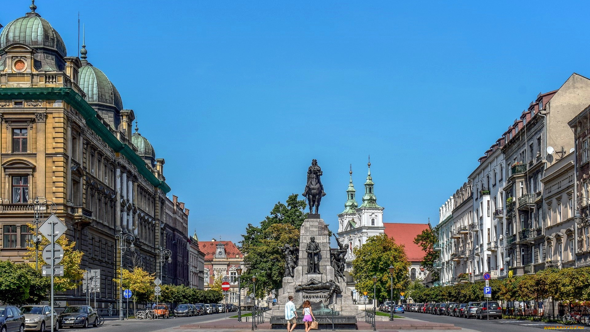 города, краков, , польша, памятник, улица