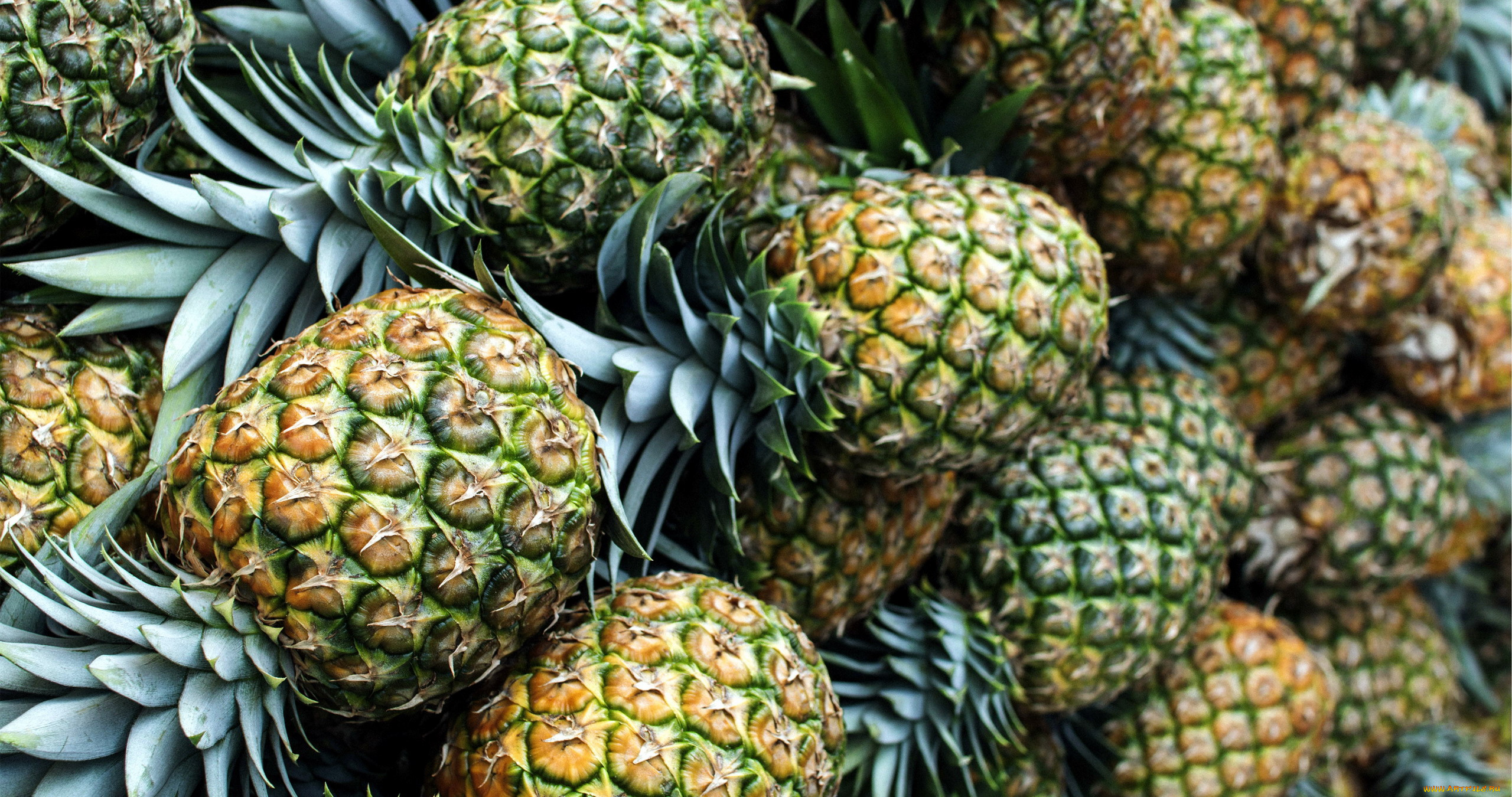 еда, ананас, много, фрукт