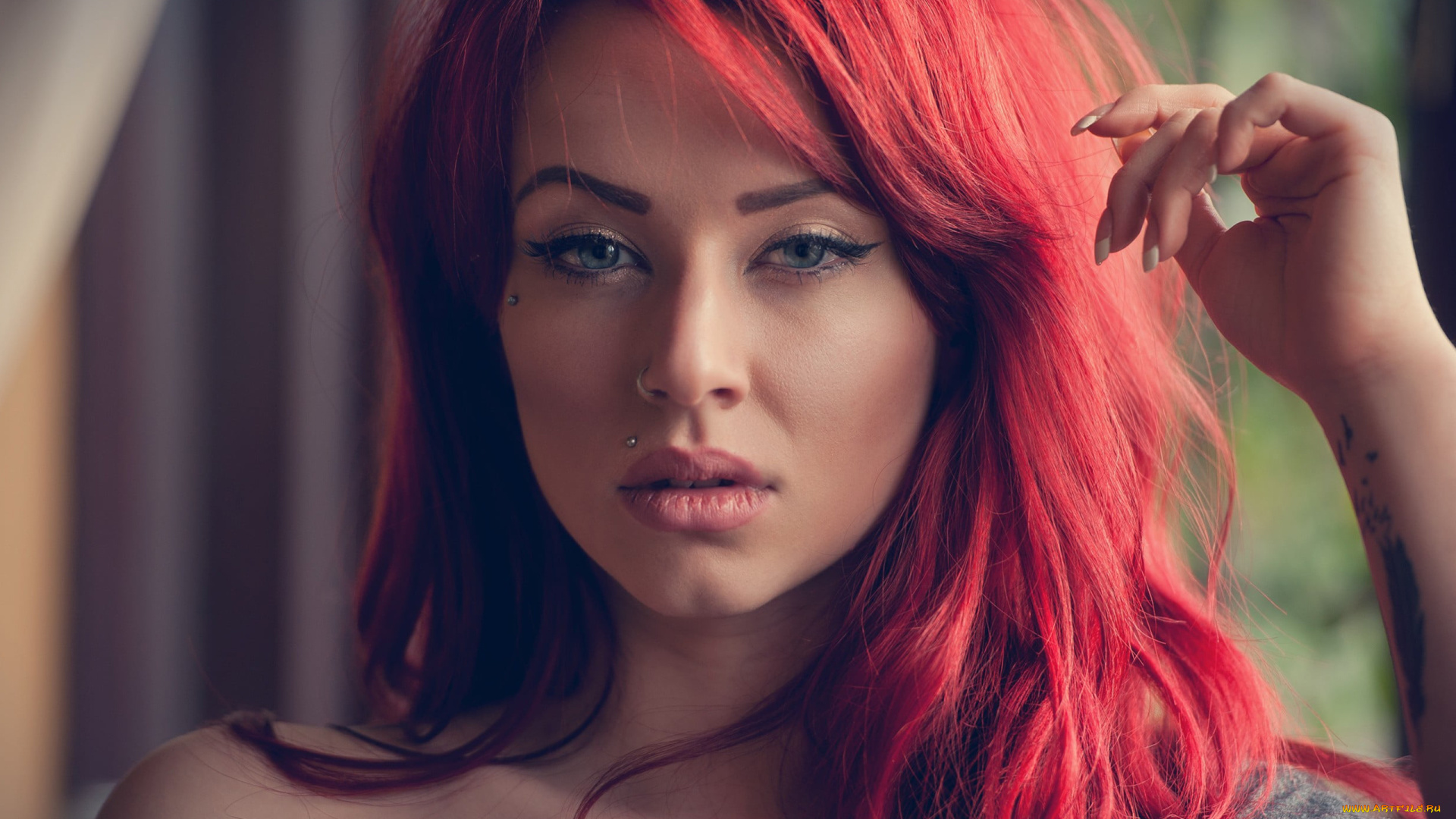 emma, howes, девушки, emma, howes, портрет, лицо, девушка, рыжеволосая, красотка, пирсинг, макияж, поза, причёска, крашеная, флирт