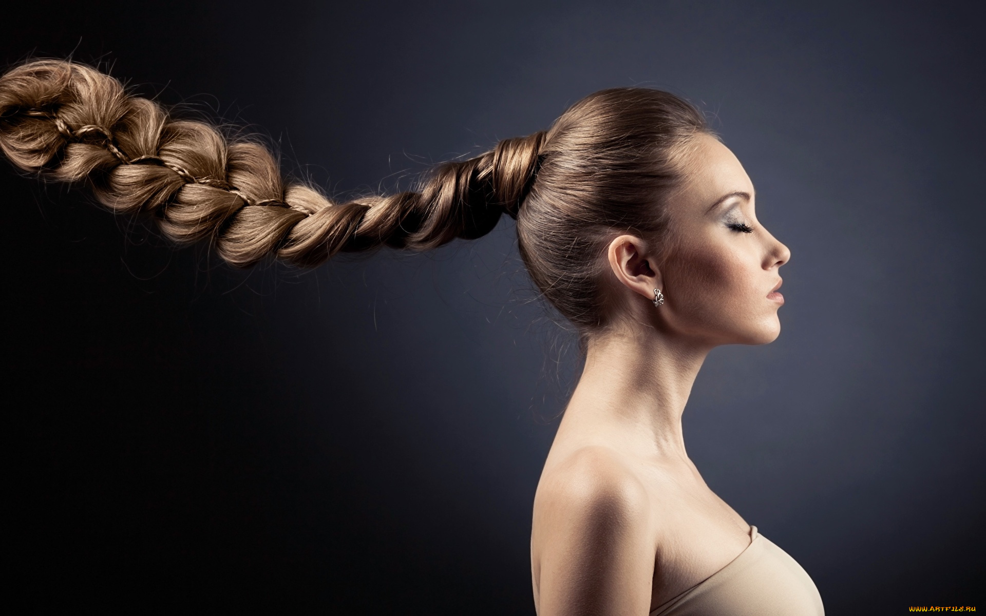 девушки, -, брюнетки, , шатенки, профиль, коса